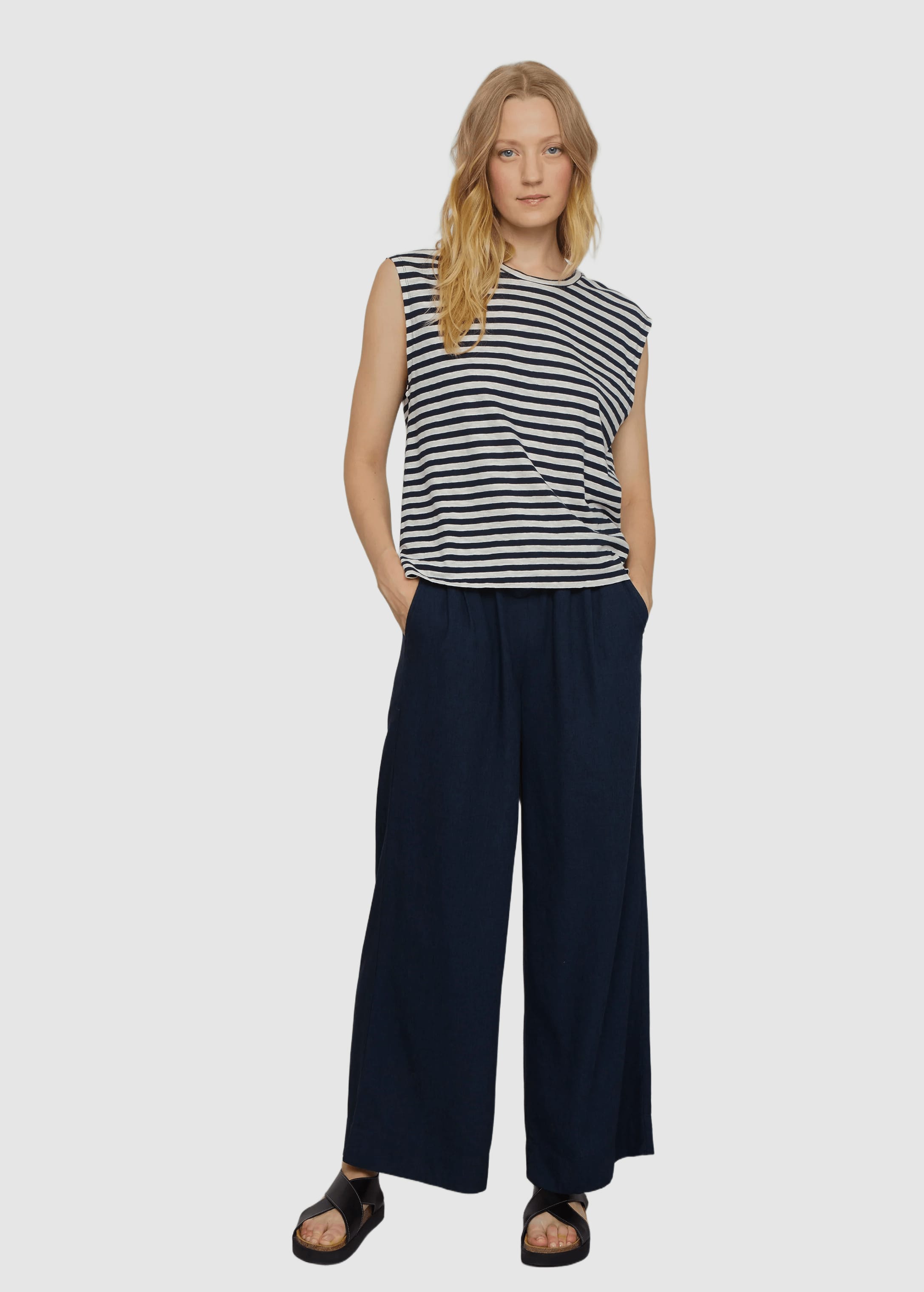 T-Shirt Zinnia Stripes Dark Navy