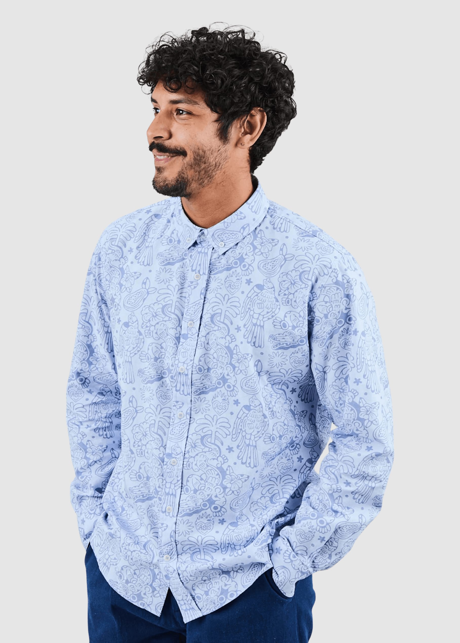 Asis Percales Crocodylus Regular Shirt Blue