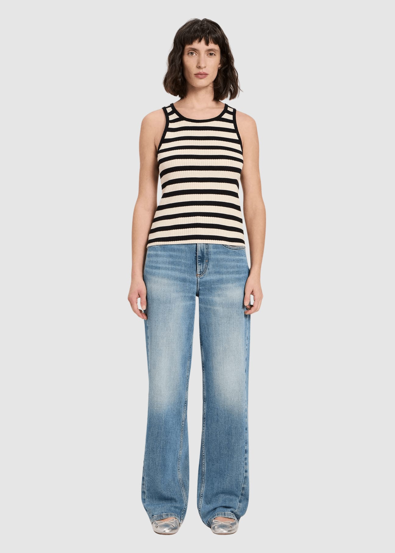 Tanktop Mit Streifen Black Creme