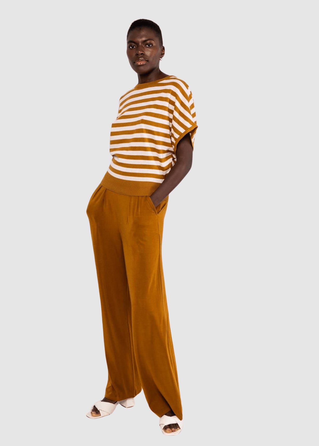 Picnic Friend Chic Knit Stripe Brown