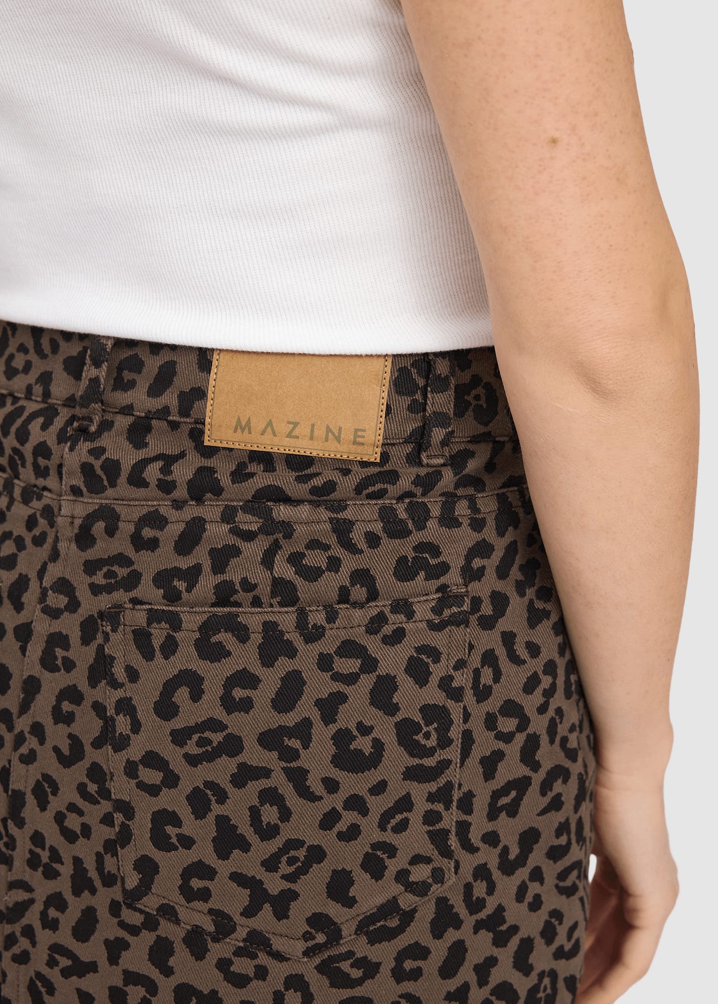 Printed Mini Denim Skirt Chocolate Brown Printed