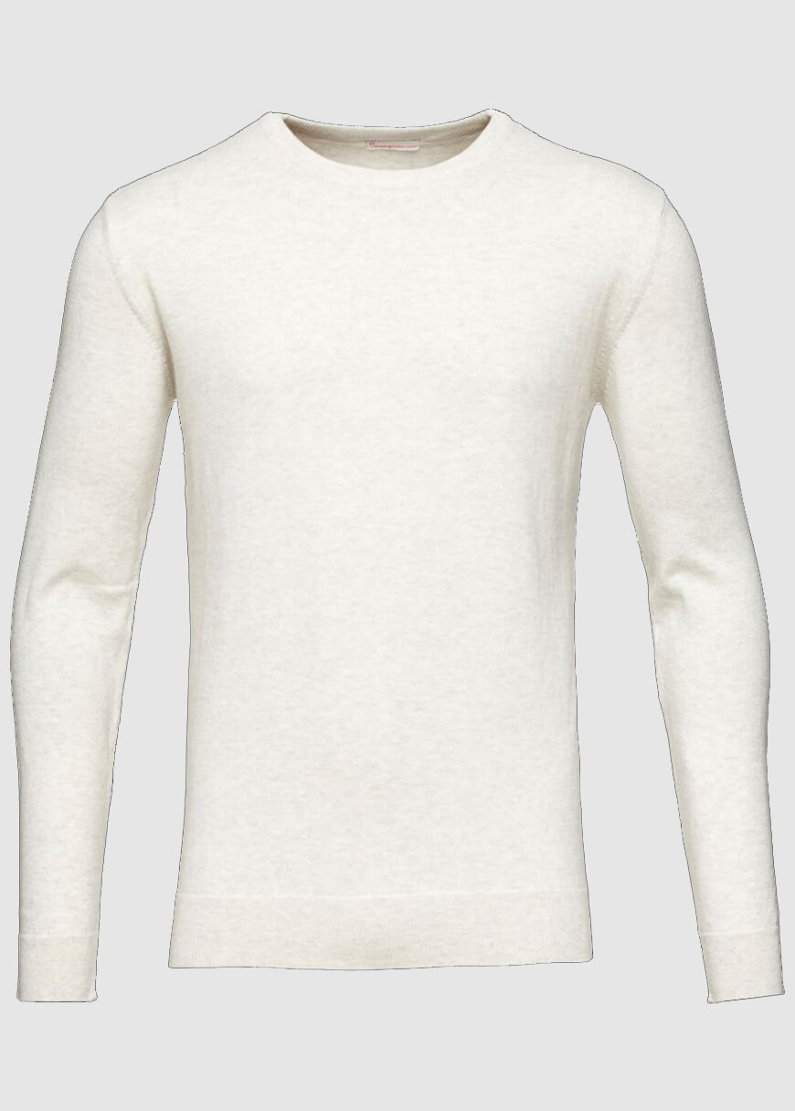 Basic O-Neck Cotton/Cashmere Star White