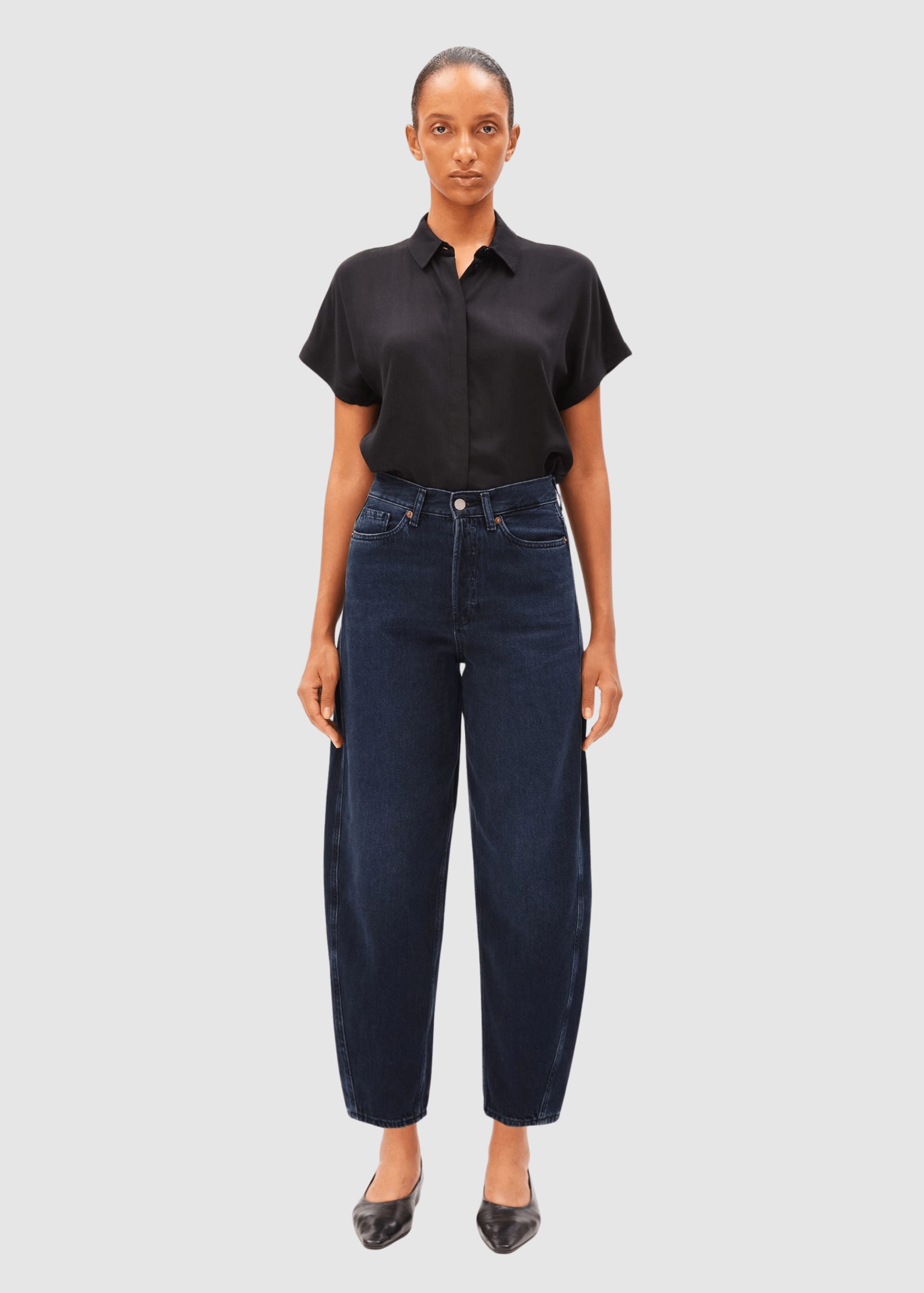 Baarly High Waist Barrel Jean Fluid Ink