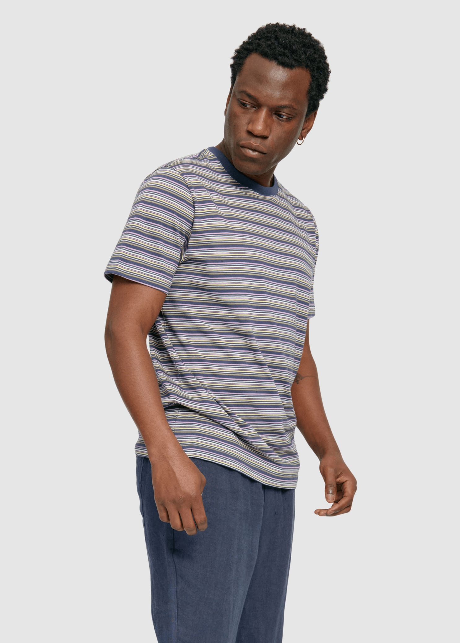 Retro Striped T-Shirt Blue Night Multicolor