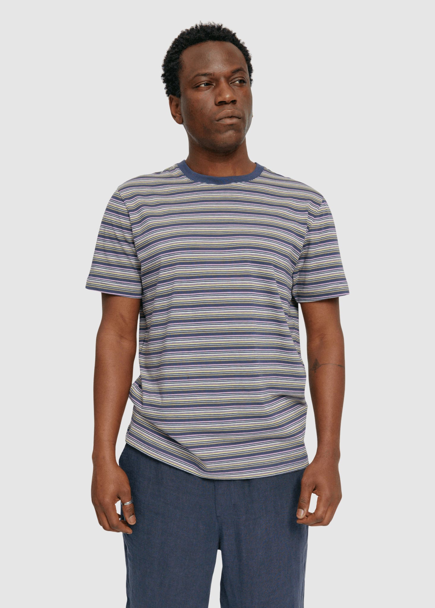 Retro Striped T-Shirt Blue Night Multicolor