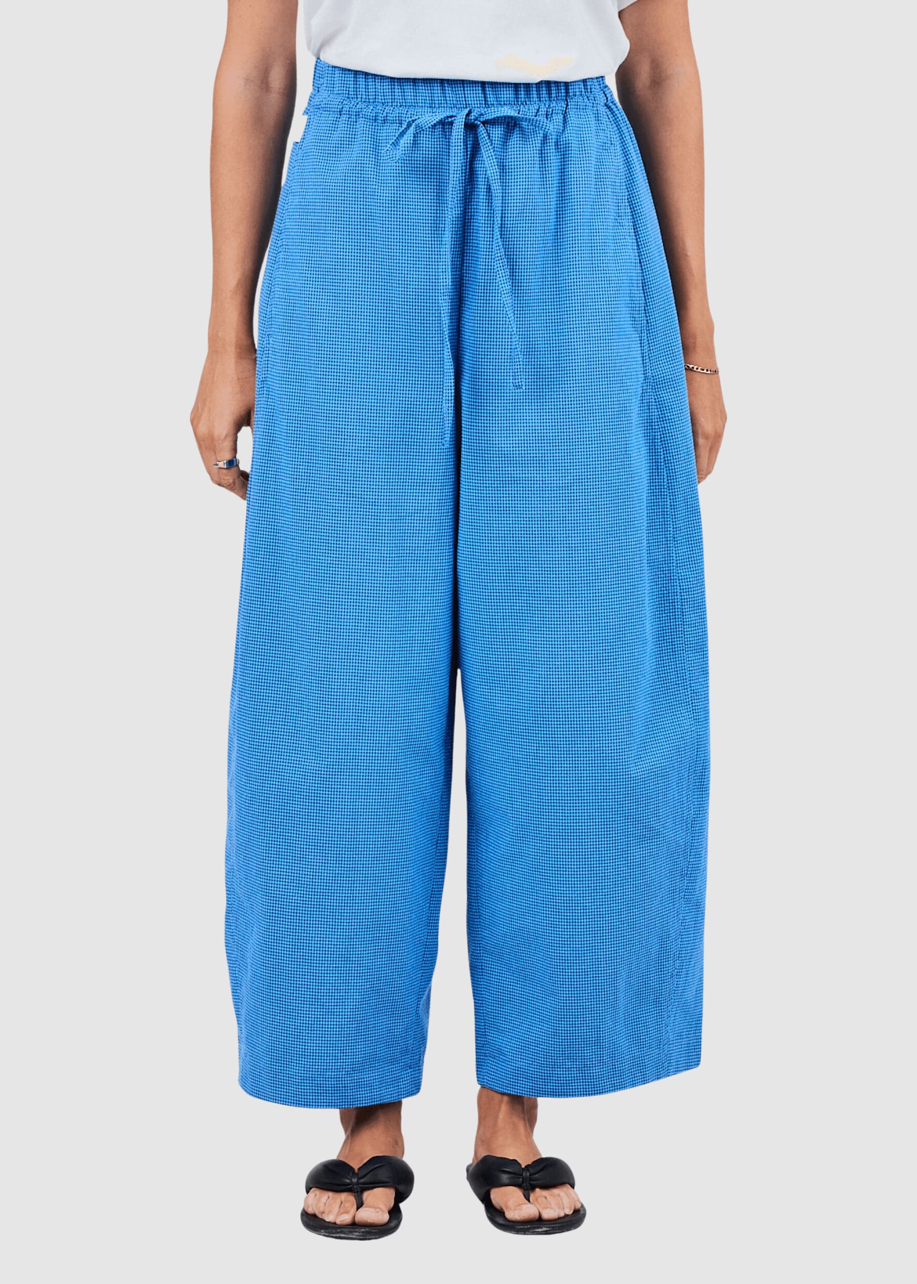 Checks Balloon Pants Blue
