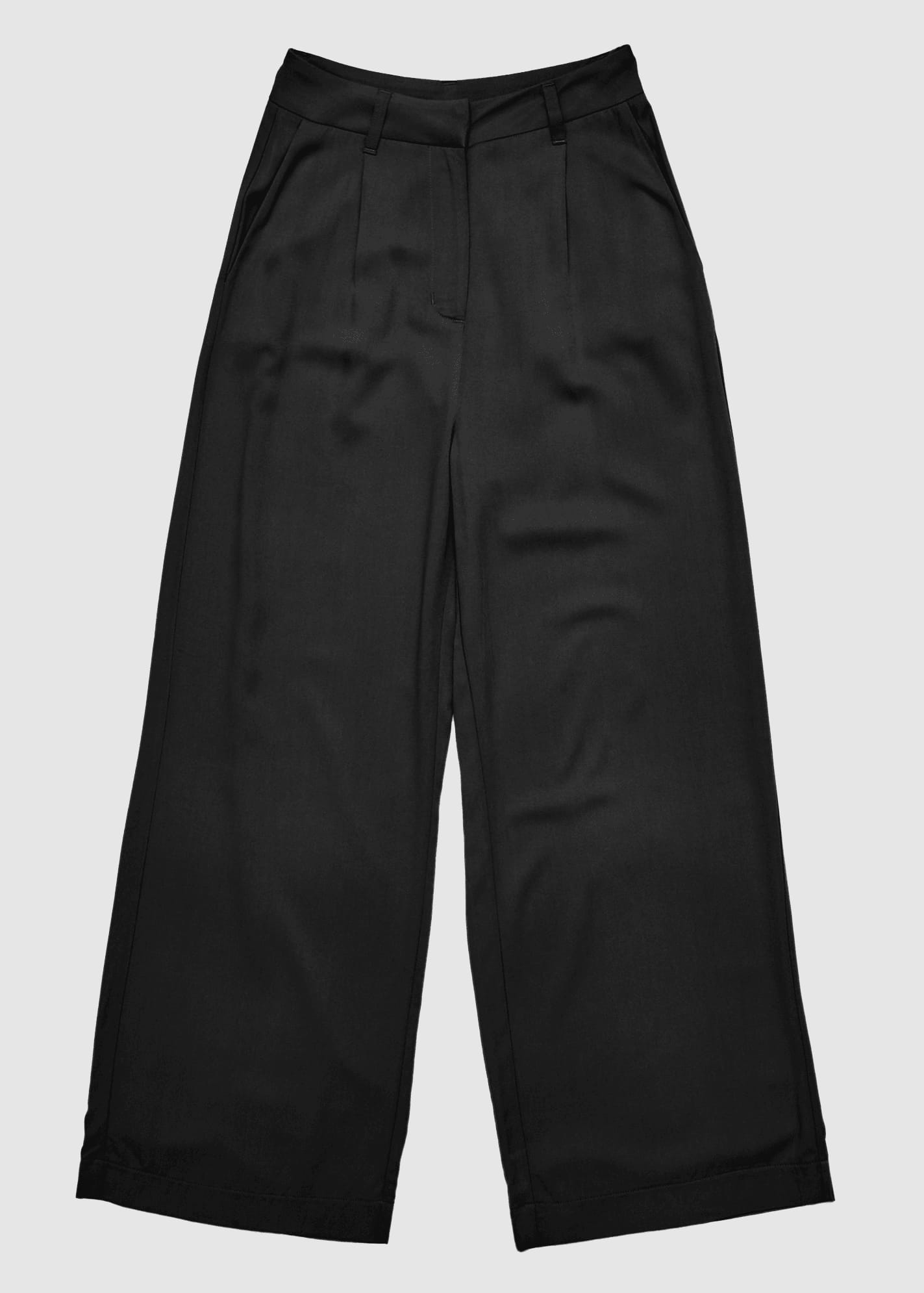 Pleated Viscose Pants Black