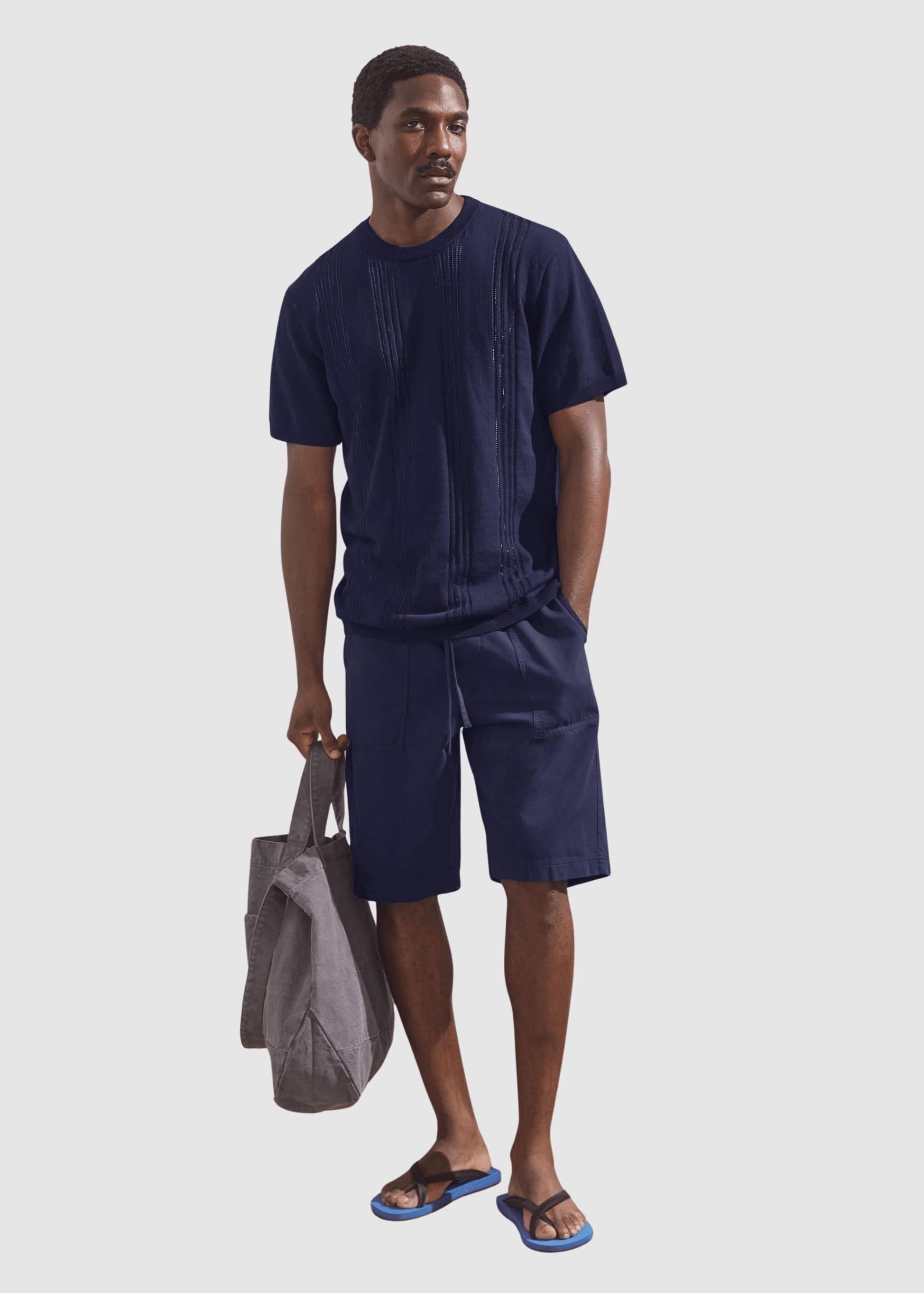 Cotton Knit T-Shirt Tinted Navy Cotton Knit T-Shirt Tinted Navy