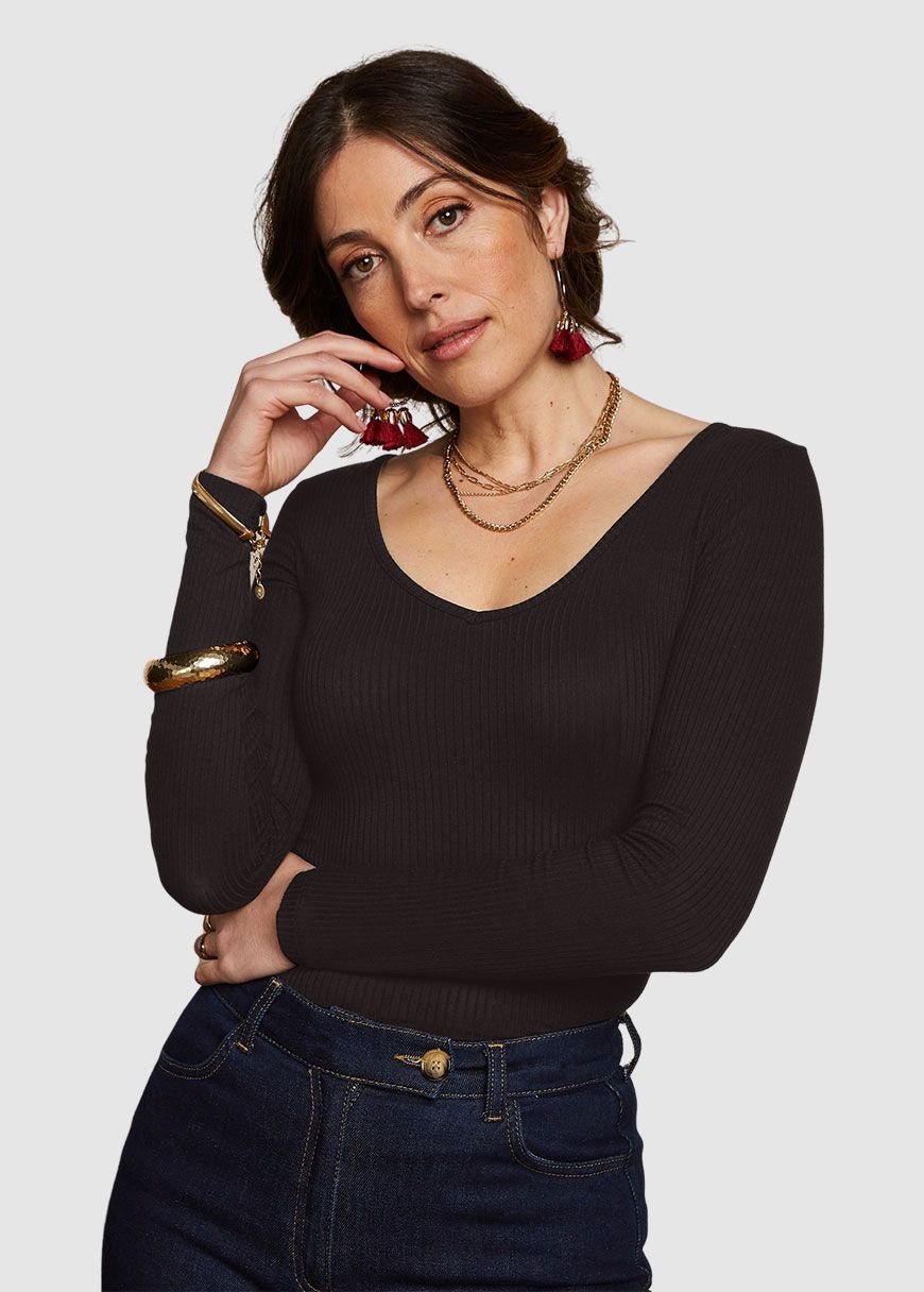 Carice V Top Uni Rib Carice V Top Uni Rib
