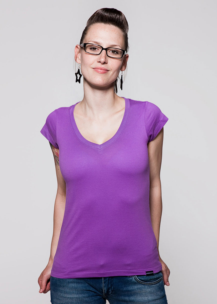 T-Shirt V-Ausschnitt Lila