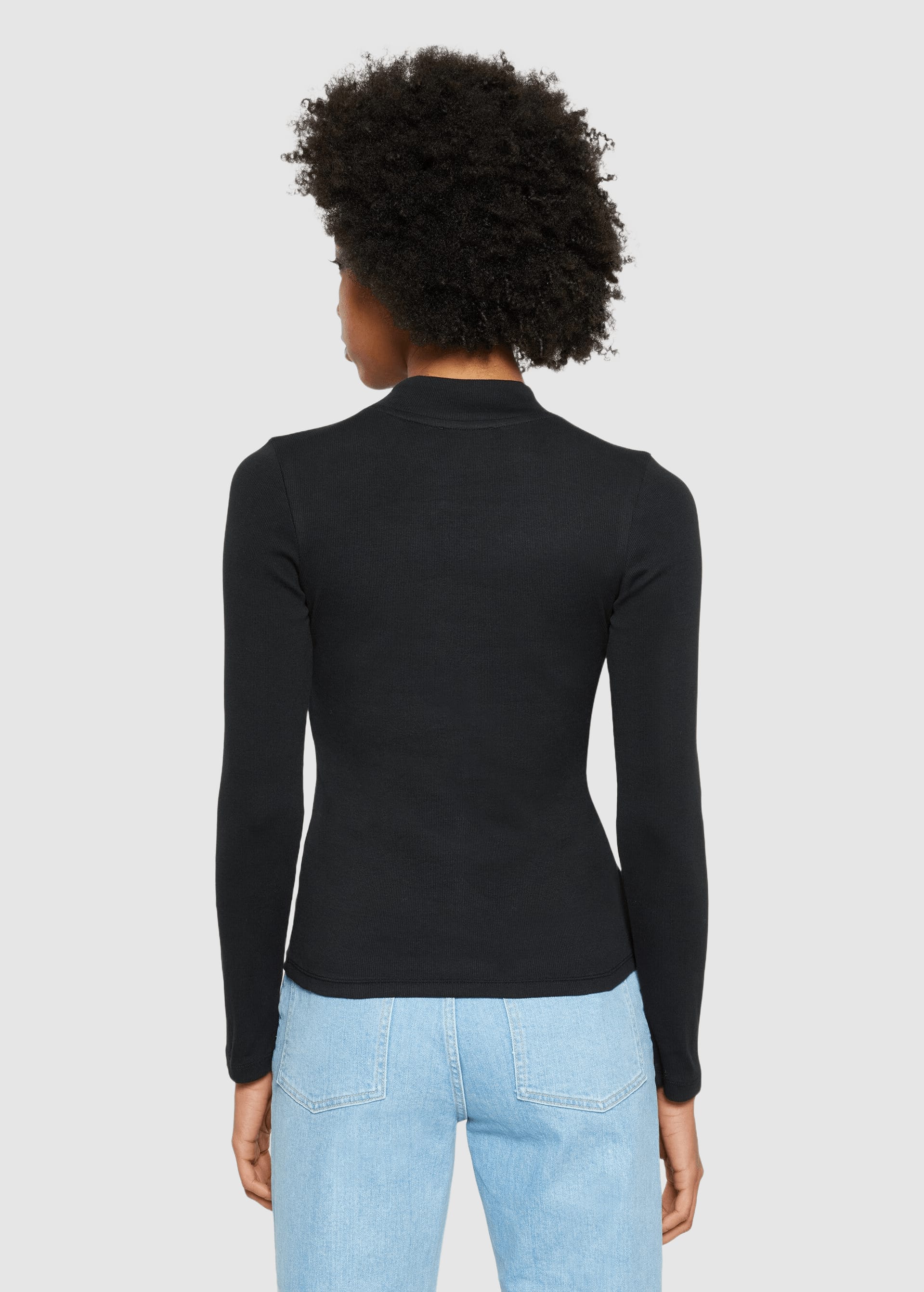 knowledge-cotton-apparel-rib-mock-neck-black-jet-2.jpeg Rib Mock Neck Black Jet