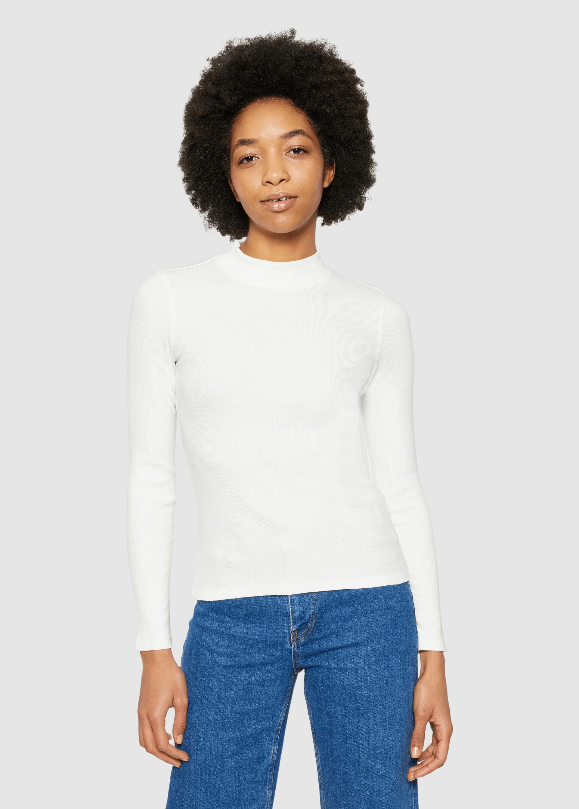 knowledge-cotton-apparel-rib-mock-neck-star-white-1.jpeg Rib Mock Neck Star White