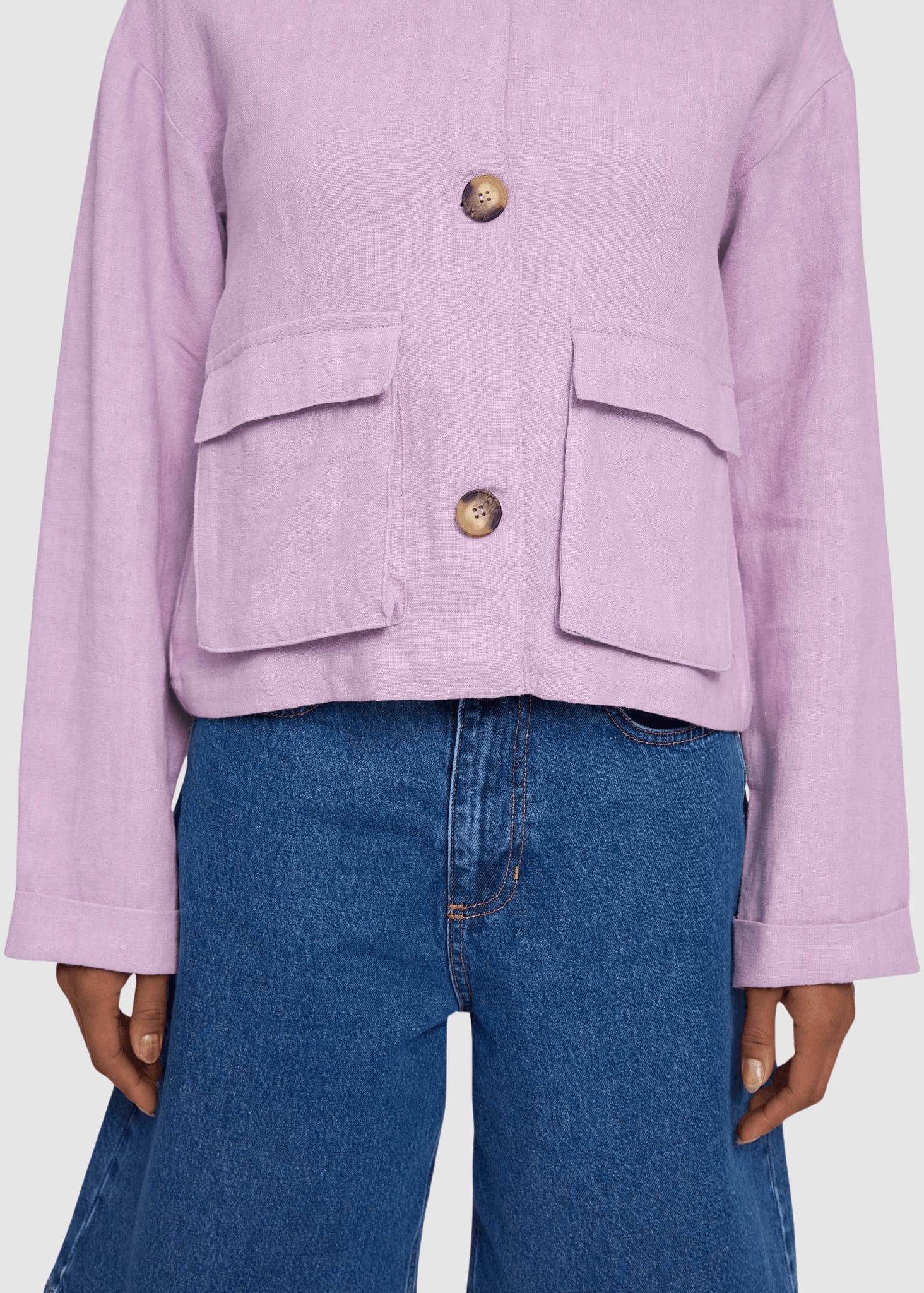 Short Linen Jacket Bright Lavender