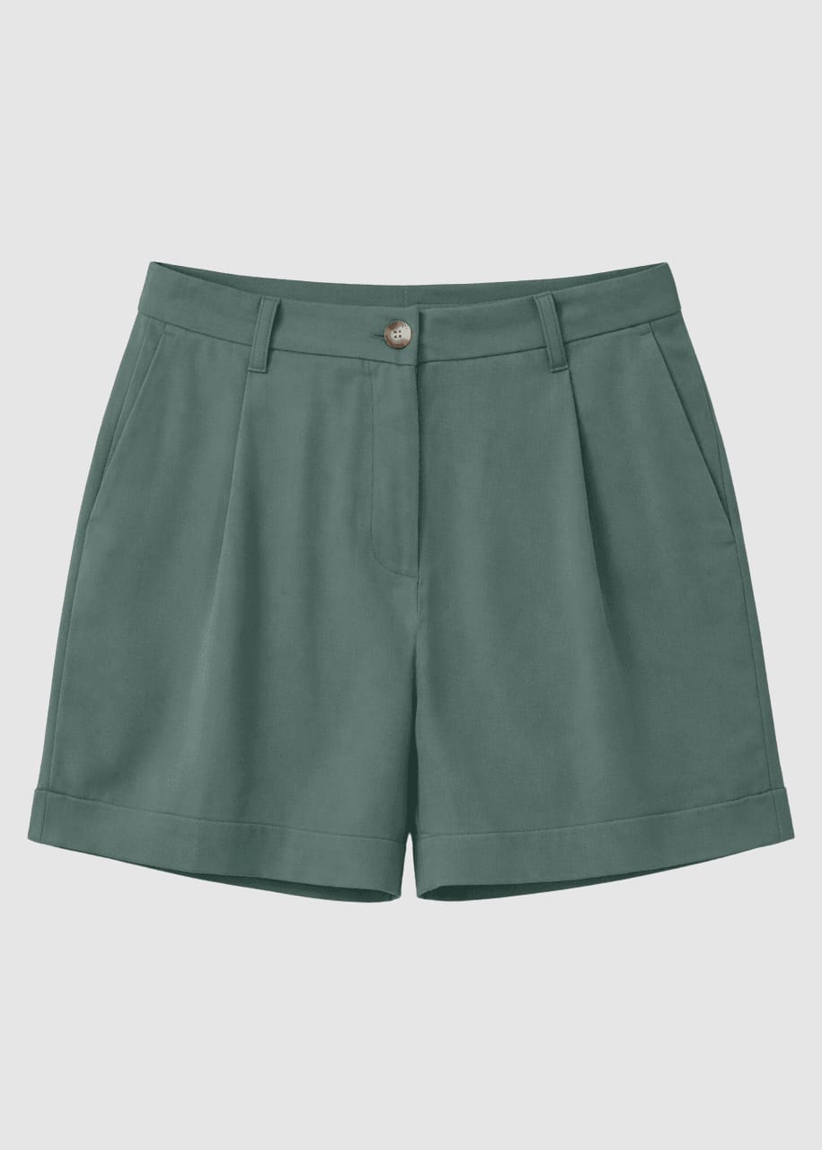 Pleated Viscose Shorts Bottle Pleated Viscose Shorts Bottle