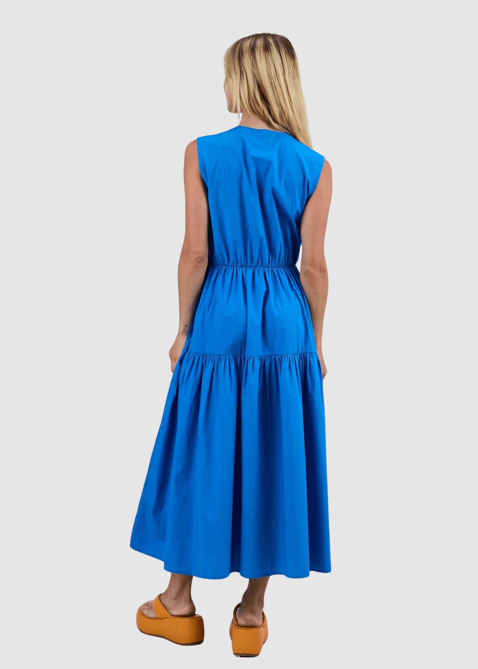 Sleeveless Shirt Dress Blue