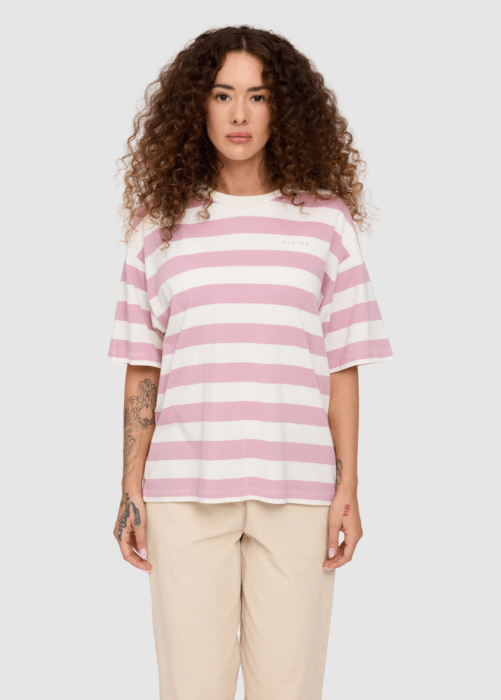 Bold Striped T-Shirt Orchid Offwhite