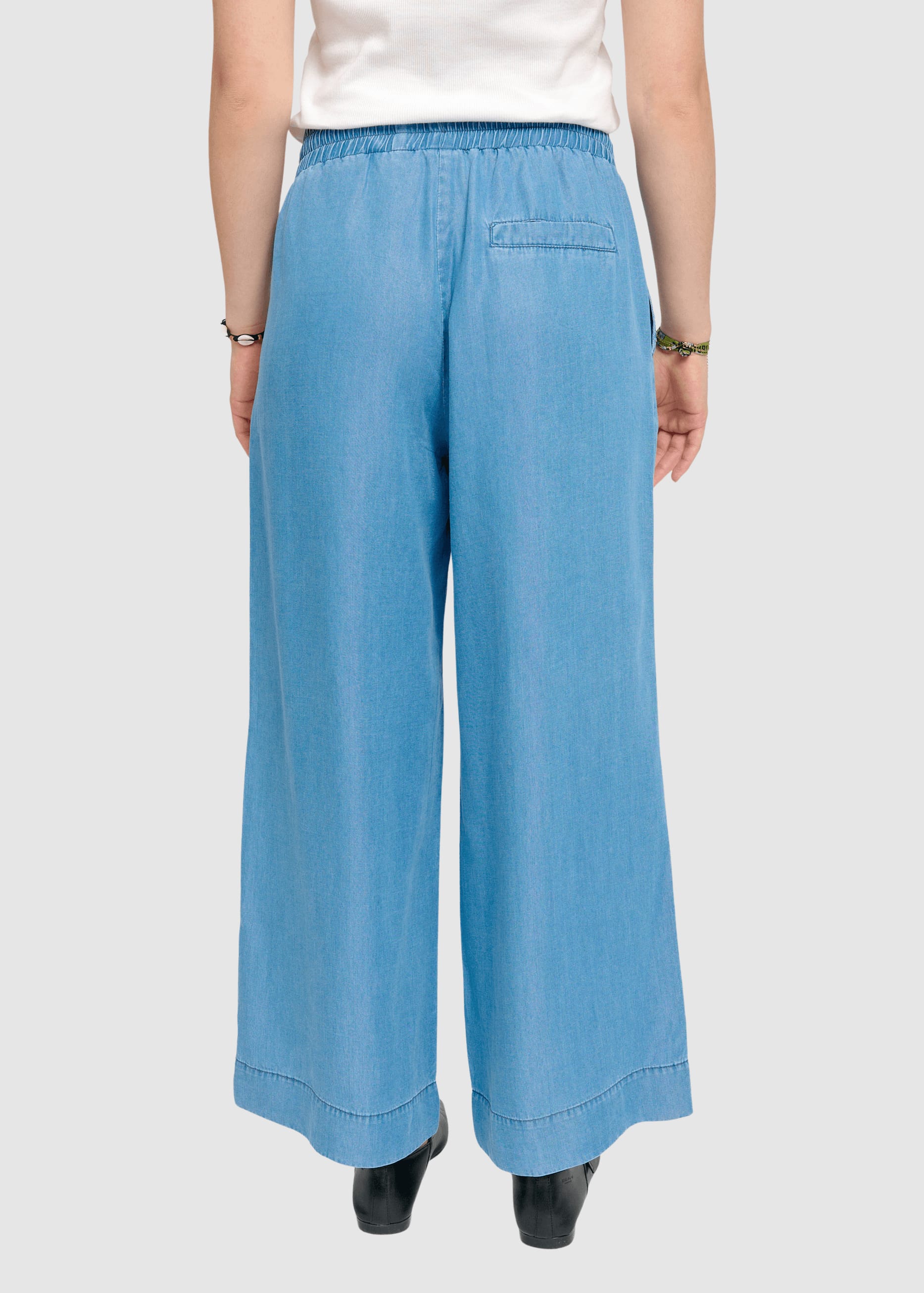Wide Leg Tencel Pants Elastic Dark Blue Wash Wide Leg Tencel Pants Elastic Dark Blue Wash
