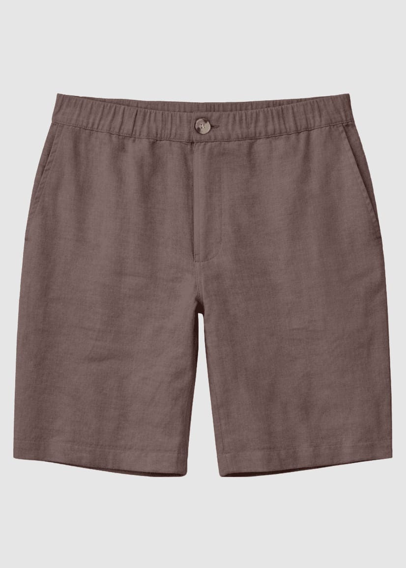 Regular Linen Shorts Grey Brown Regular Linen Shorts Grey Brown