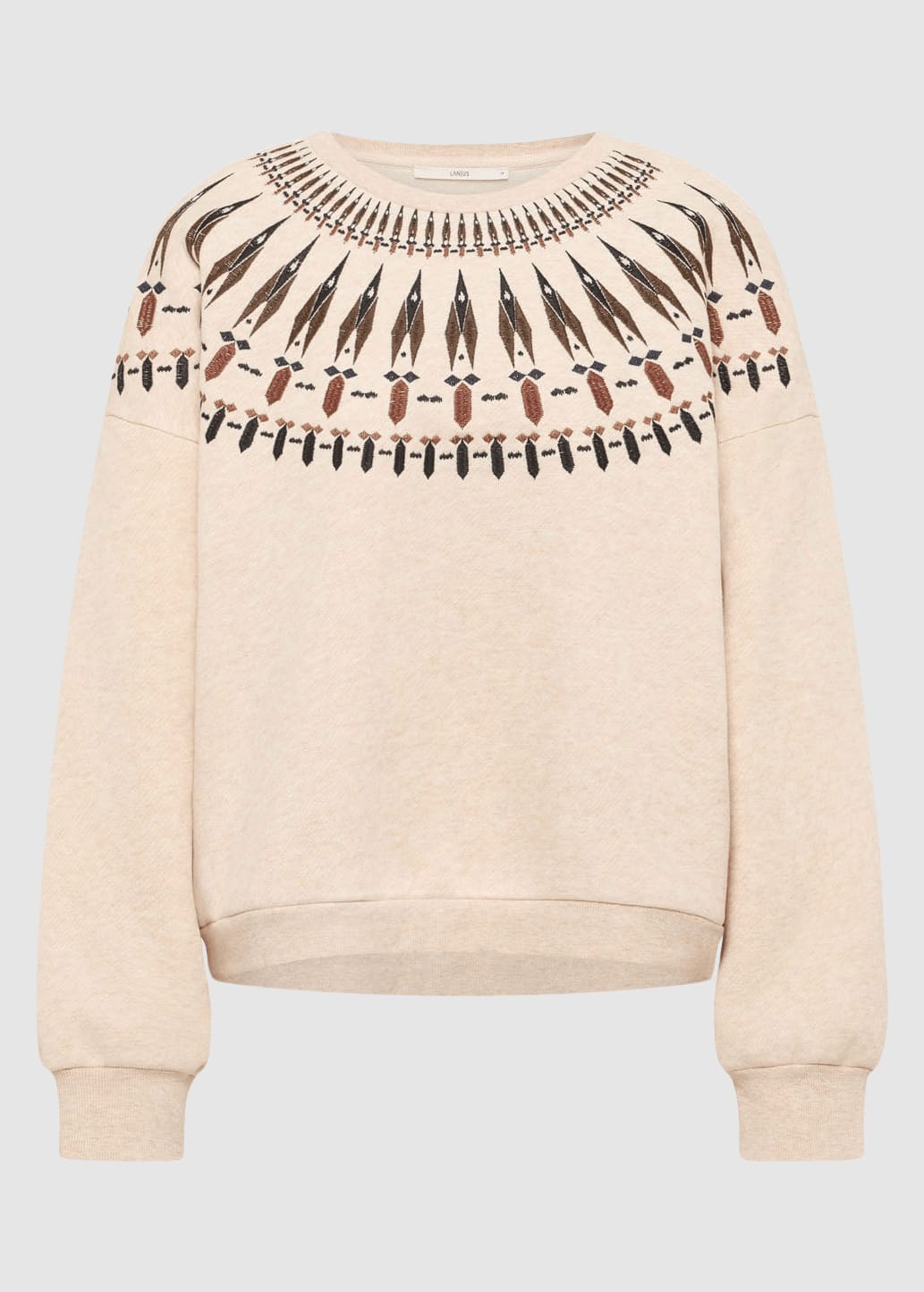 Statementsweatshirt Creme Melange/ Brown