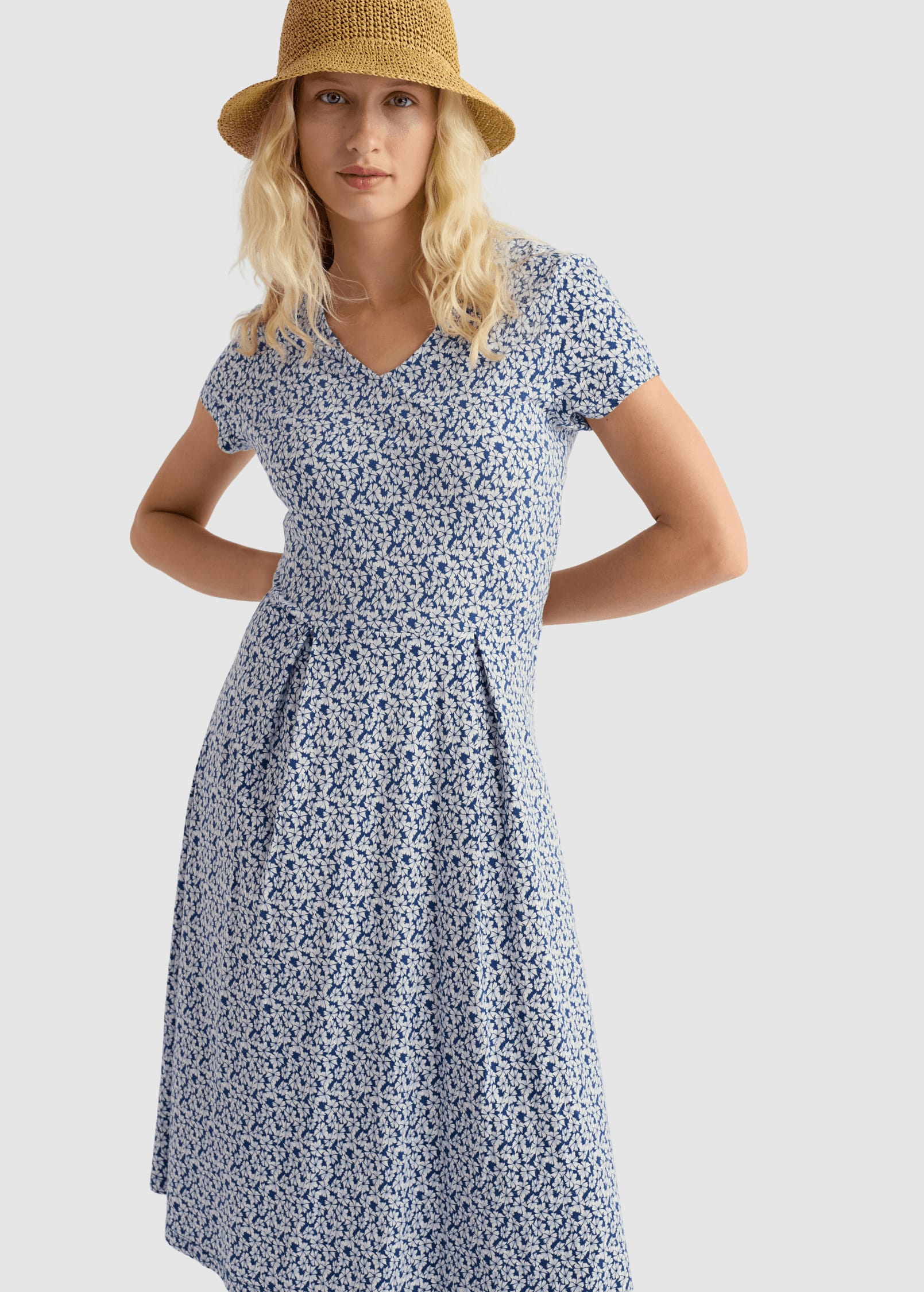 Pier View Dress Bunched Cornflowers Dark Voyage