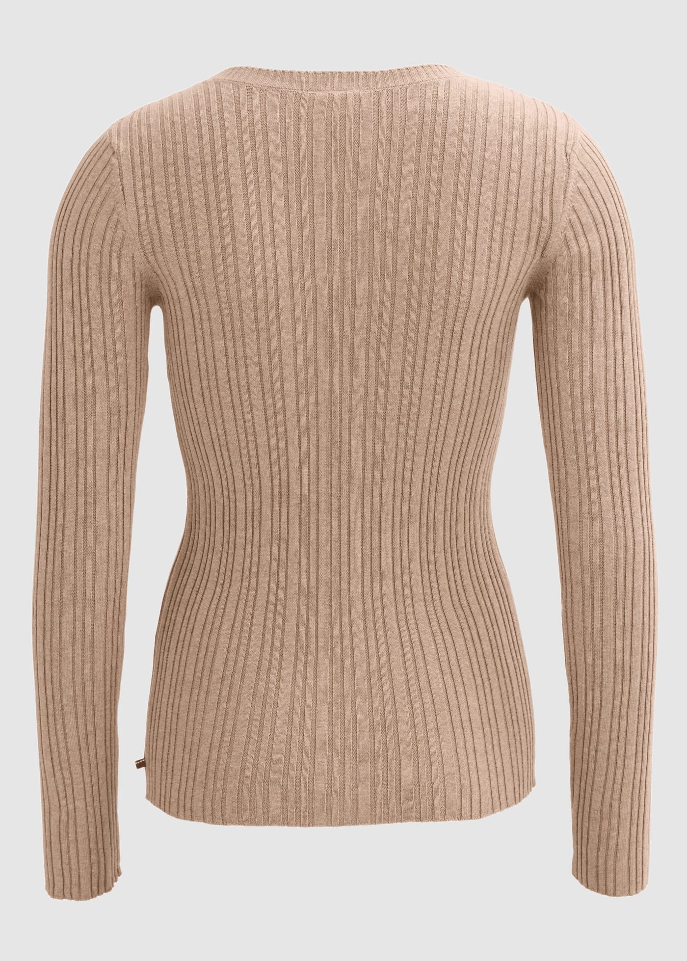 Rippstrick-Pullover Beige Mélange