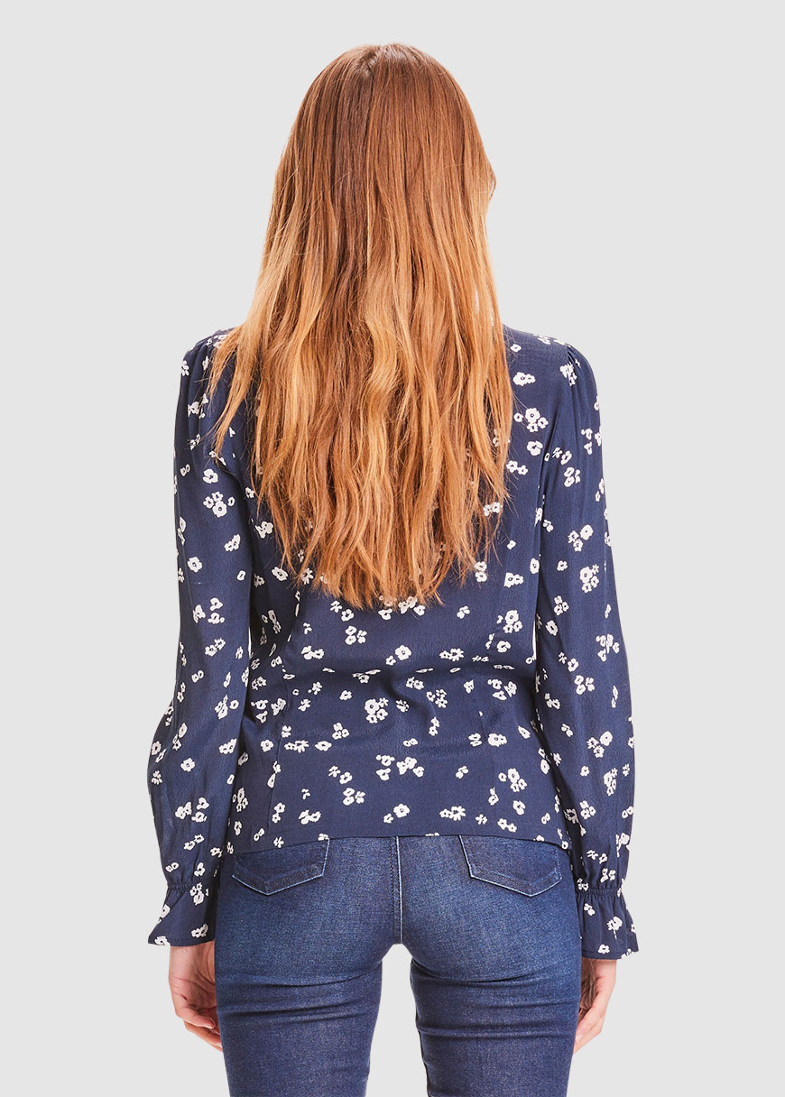 Veronica Reg Ruffle Flower Print Shirt LS Veronica Reg Ruffle Flower Print Shirt LS