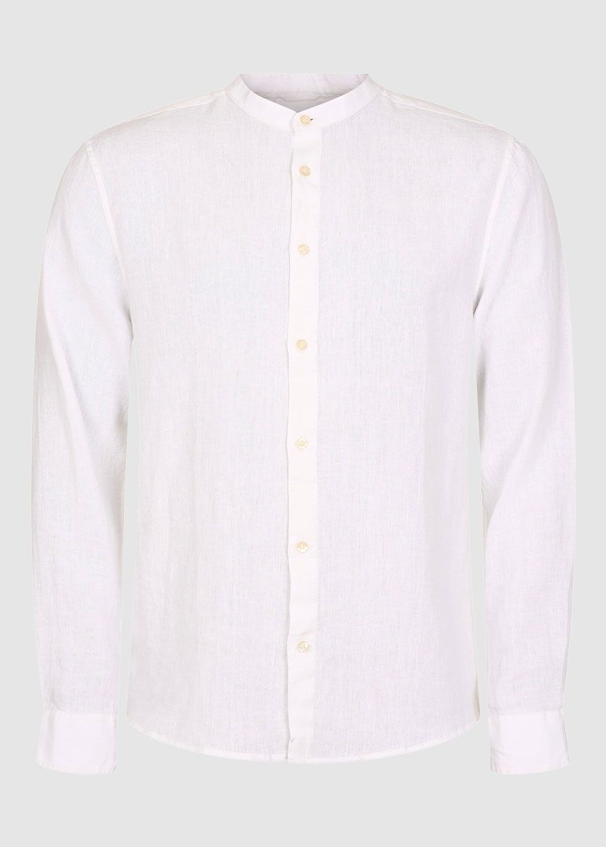 Custom Fit Linen Stand Collar Shirt