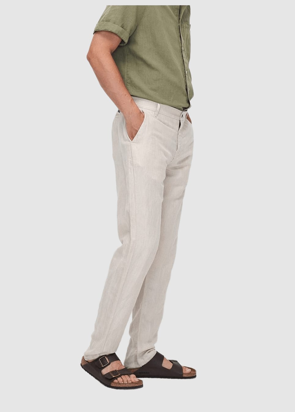 Darren Linen Pant Solid Oatmeal