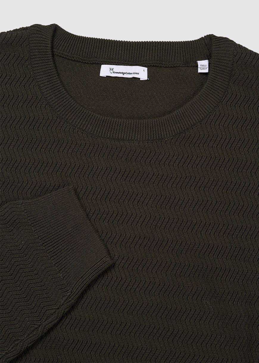 Zig-Zag Badge Knit O-Neck