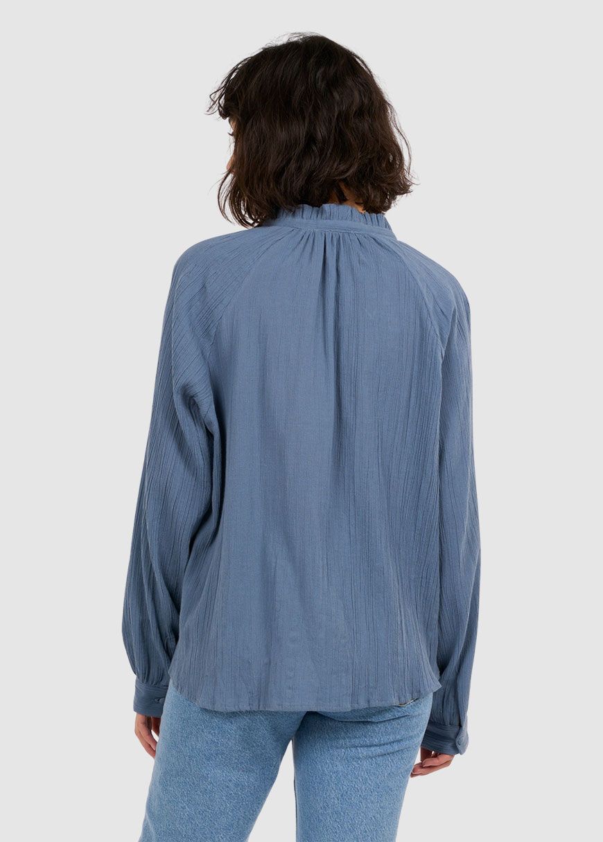 Stand Ruffle Collar A-Shape Blouse Stand Ruffle Collar A-Shape Blouse