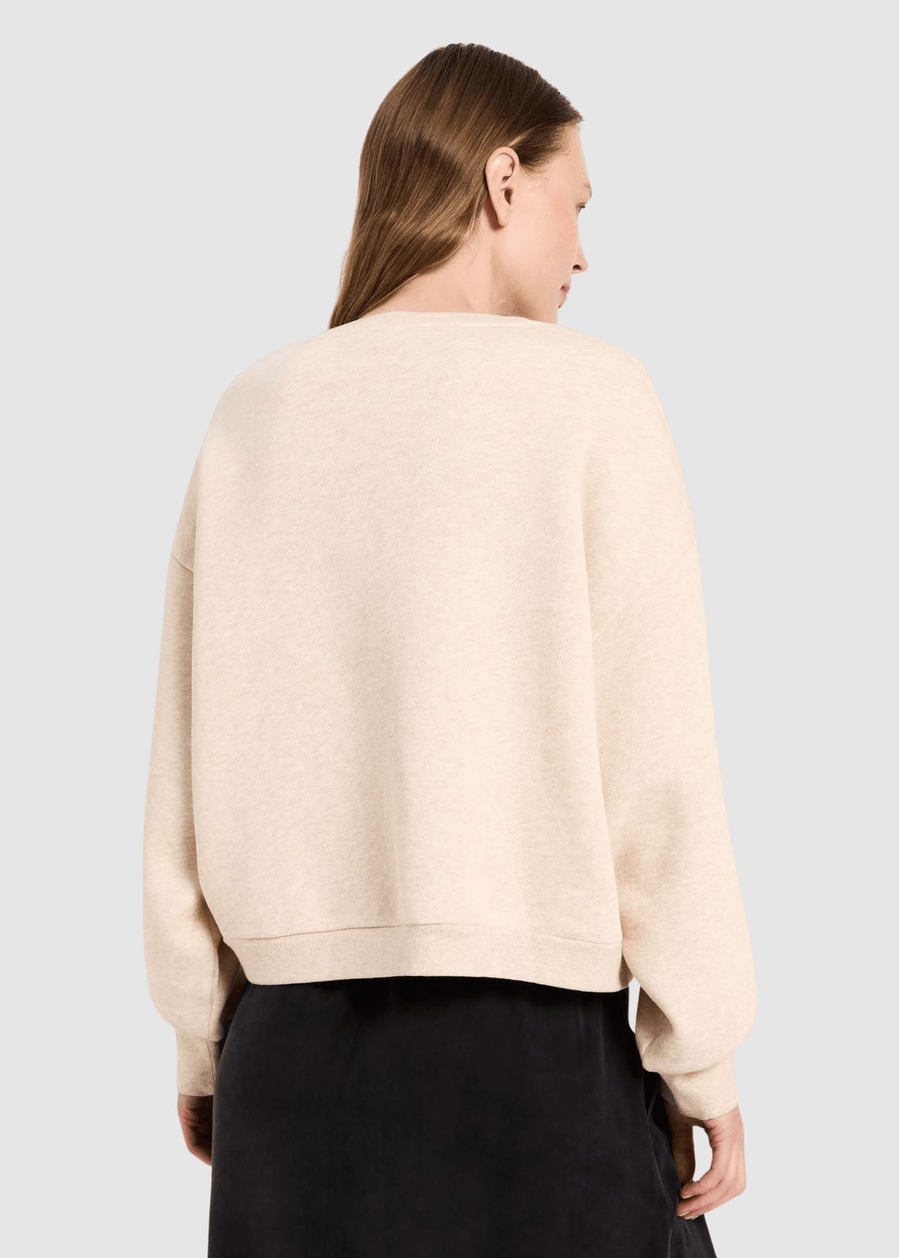 Statementsweatshirt Creme Melange/ Brown