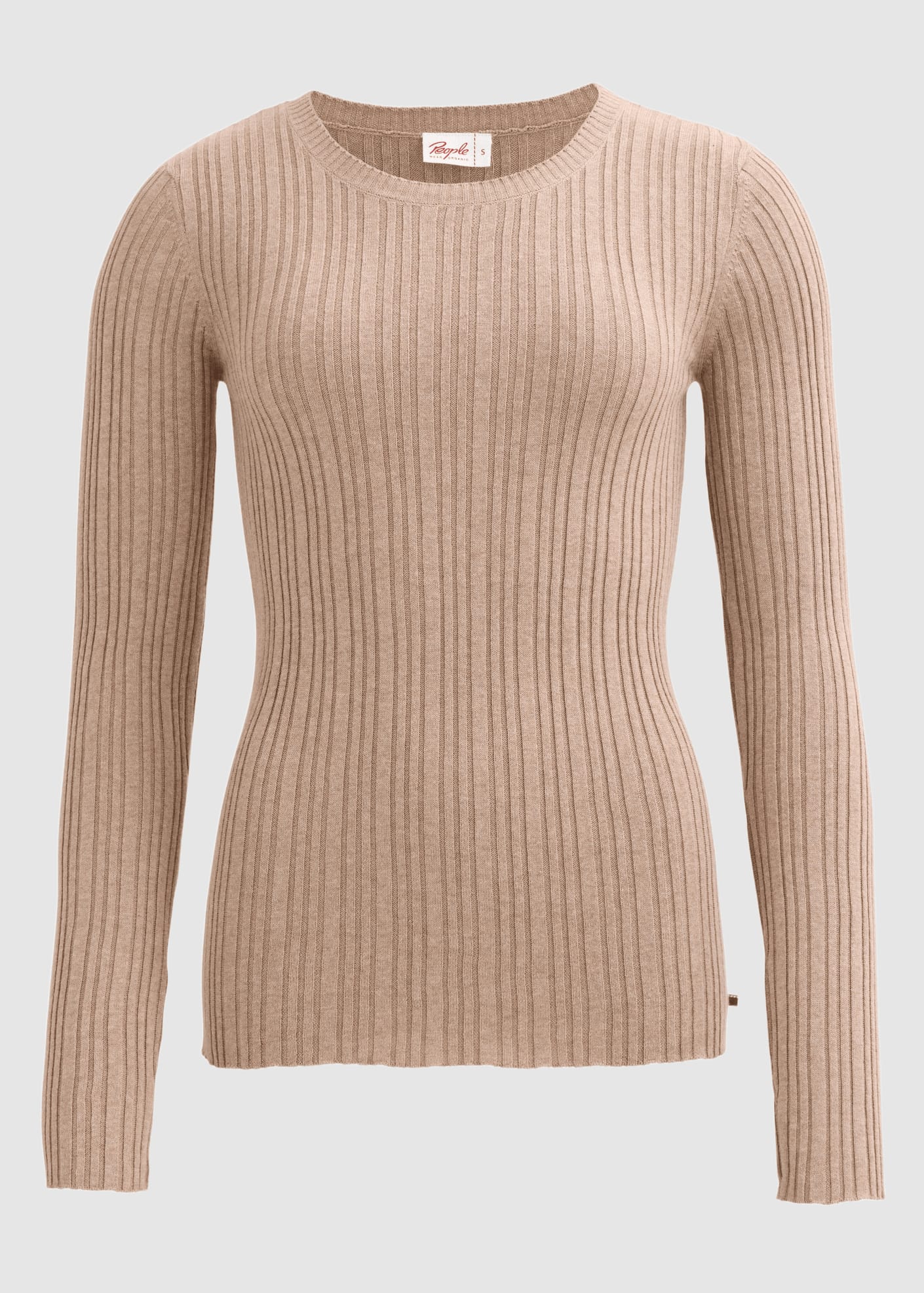 Rippstrick-Pullover Beige Mélange