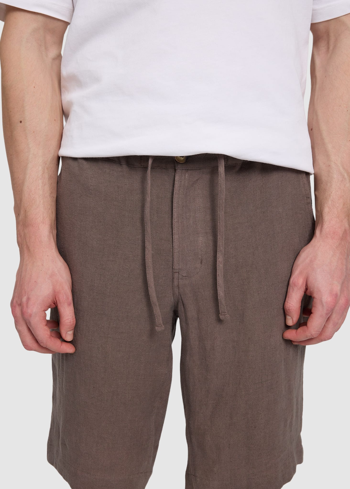 Regular Linen Shorts Grey Brown Regular Linen Shorts Grey Brown
