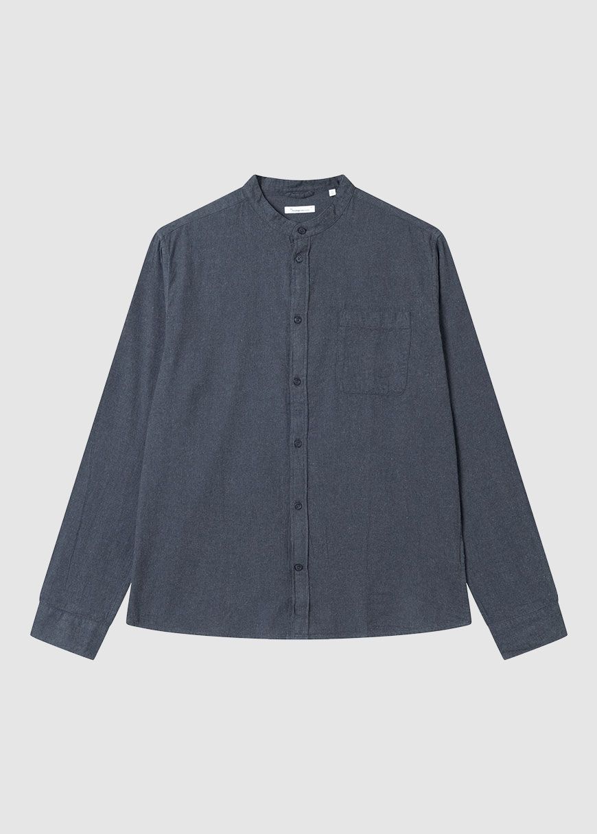 Regular Fit Melangé Flannel Stand Collar Shirt