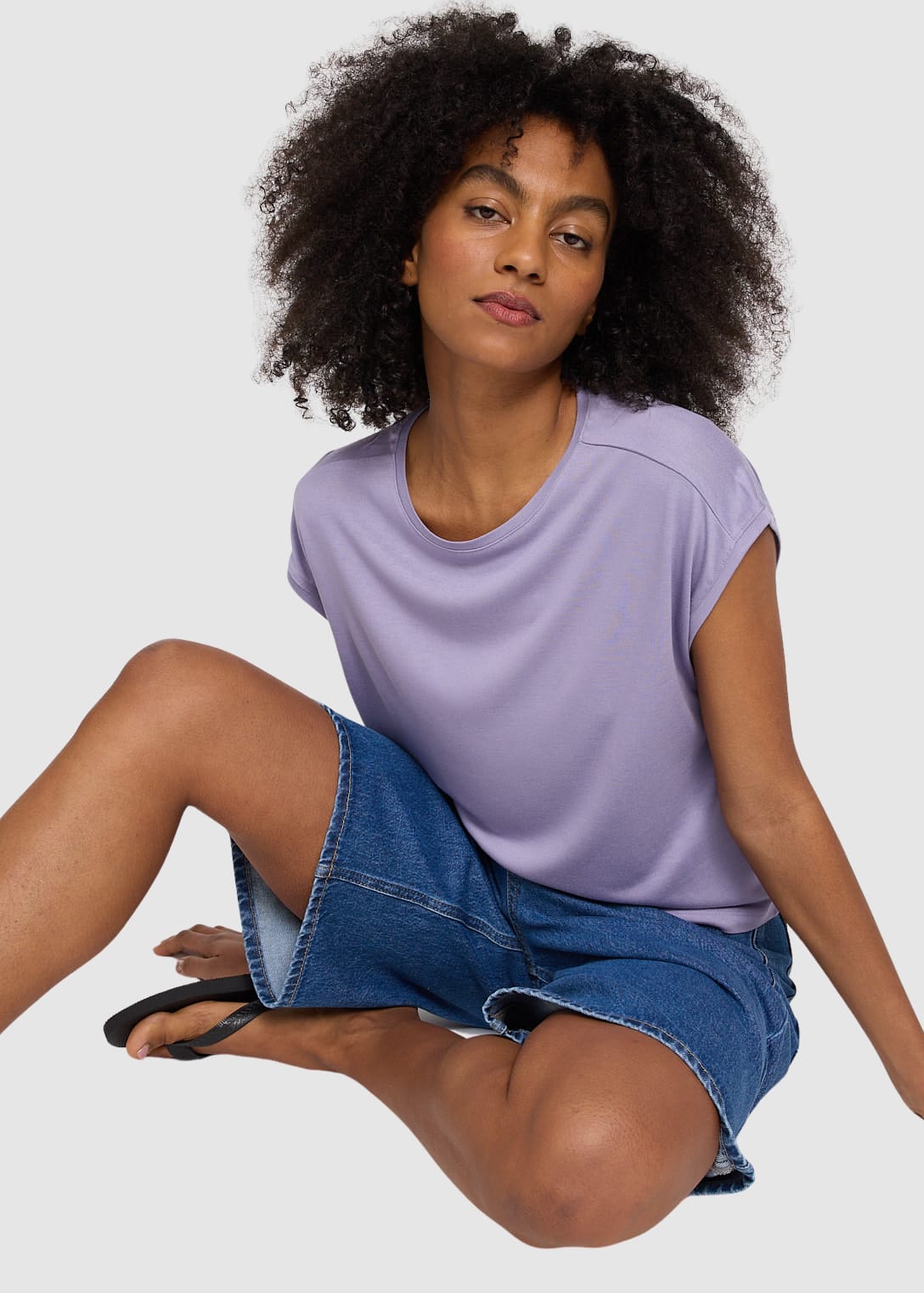 Ecovero Viscose Cropped T-Shirt Faded Lavender Ecovero Viscose Cropped T-Shirt Faded Lavender