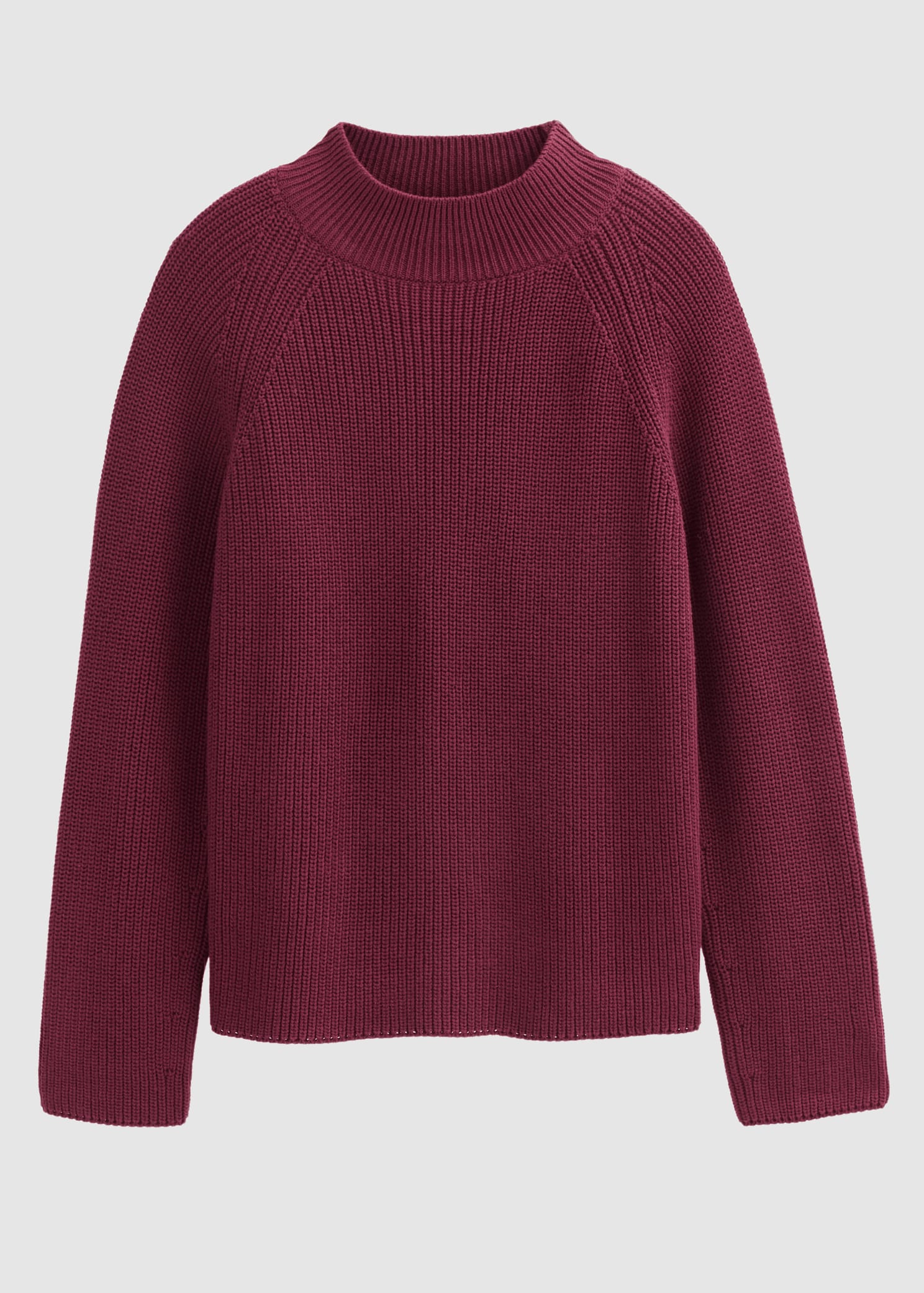 Rippstrick Raglan-Pullover Bordeaux