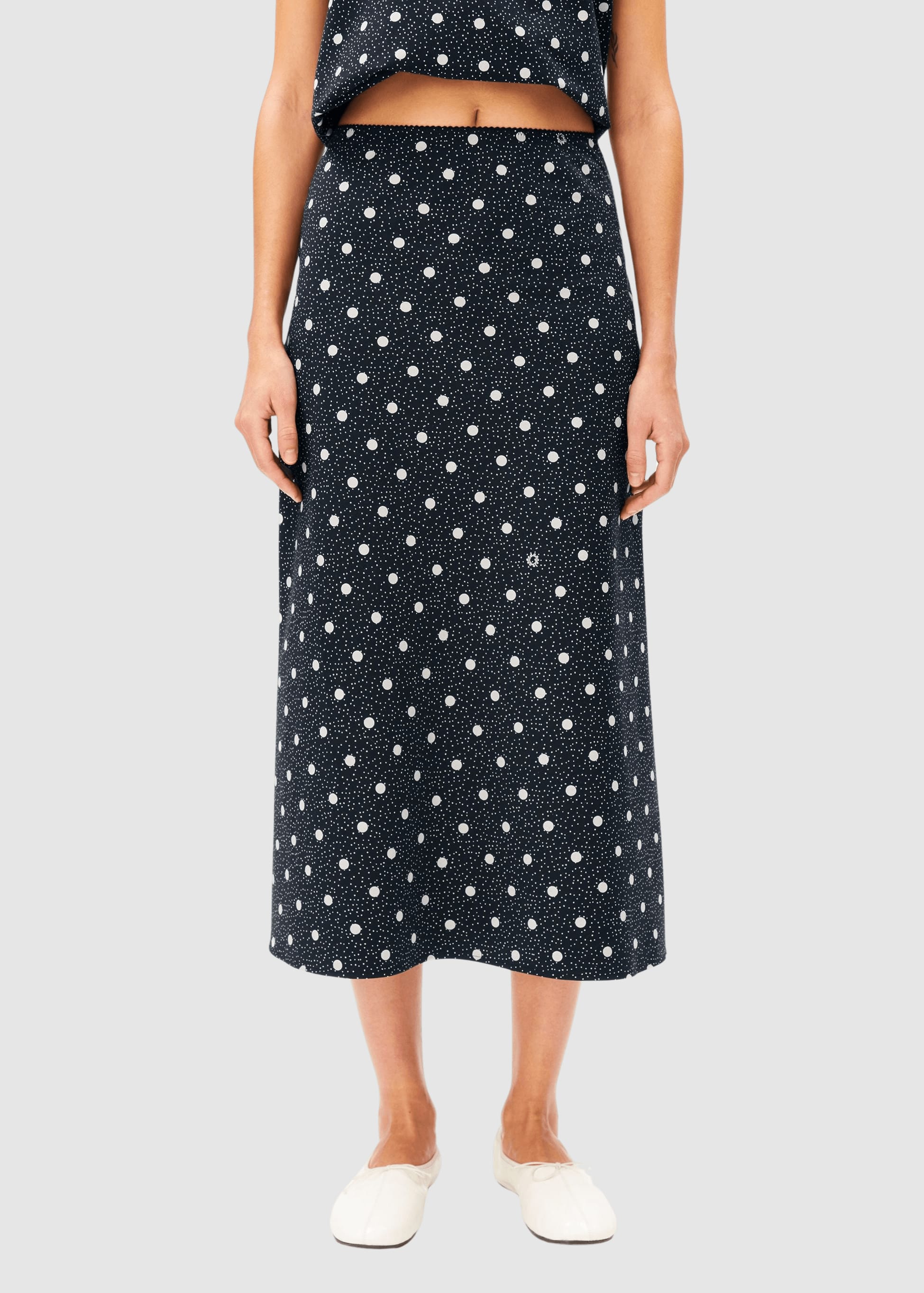 armedangels-lenovaa-dot-slip-skirt-black-white-1.jpeg Lenovaa Dot Slip-Skirt Black White