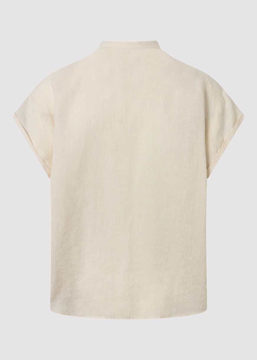 Collar Stand Short Sleeve Linen Shirt Collar Stand Short Sleeve Linen Shirt
