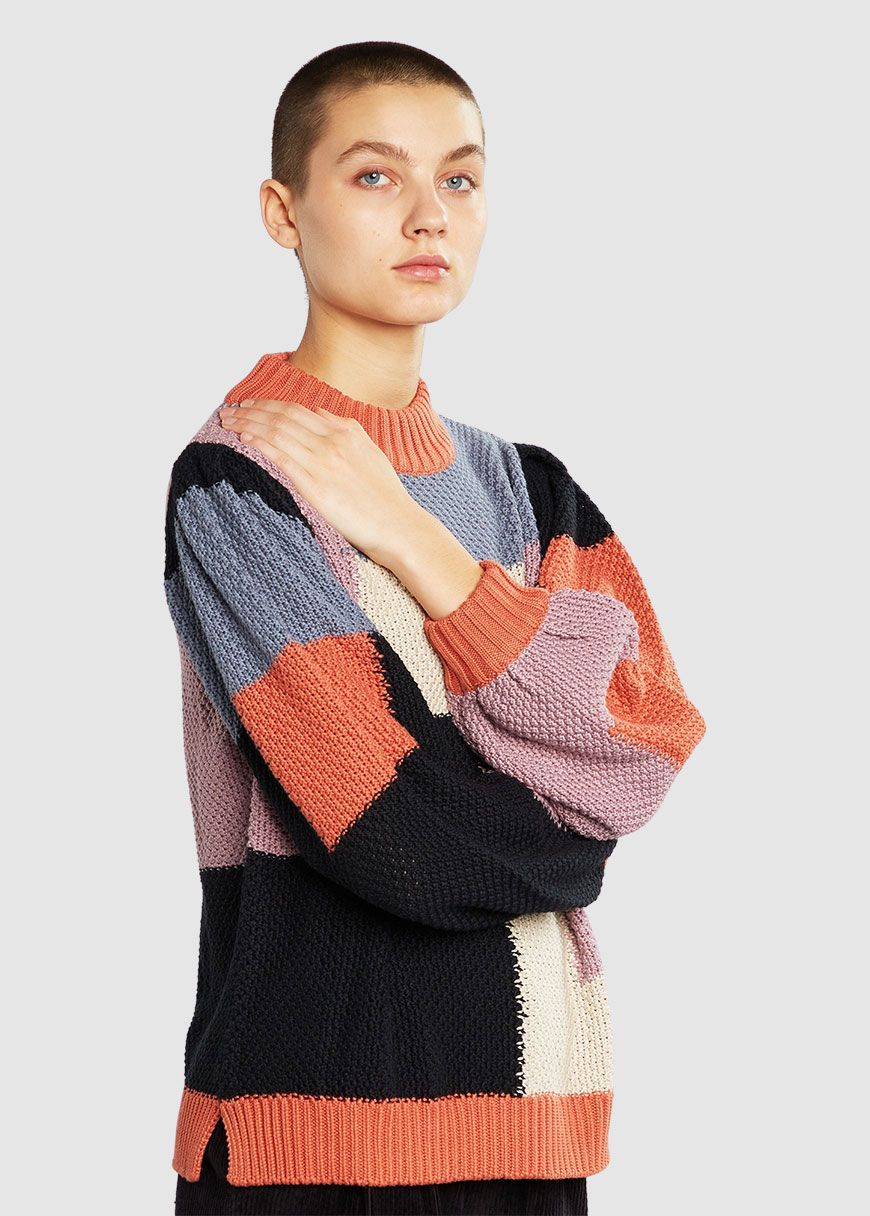 Sweater Knitted Rutbo Blocks Sweater Knitted Rutbo Blocks
