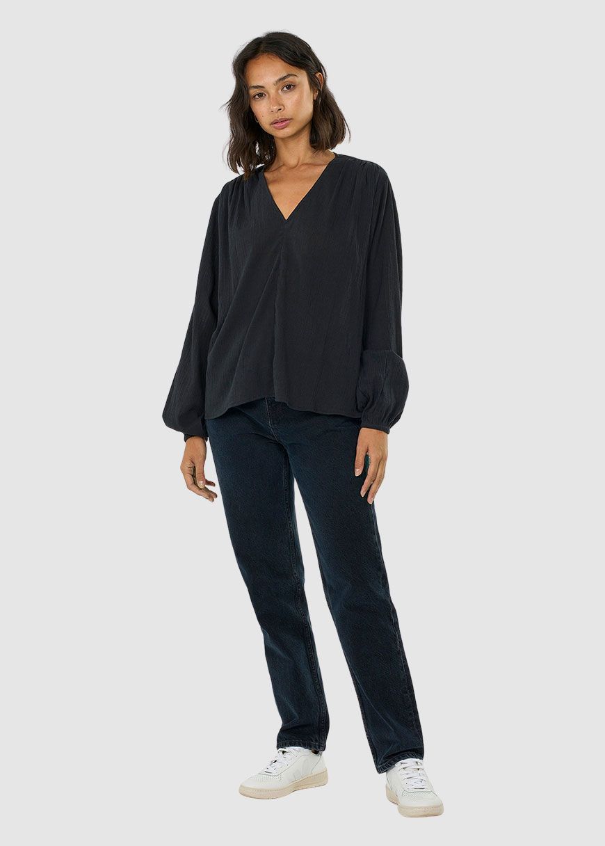 Cotton Crepe A-Shape Volume Sleeved Shirt