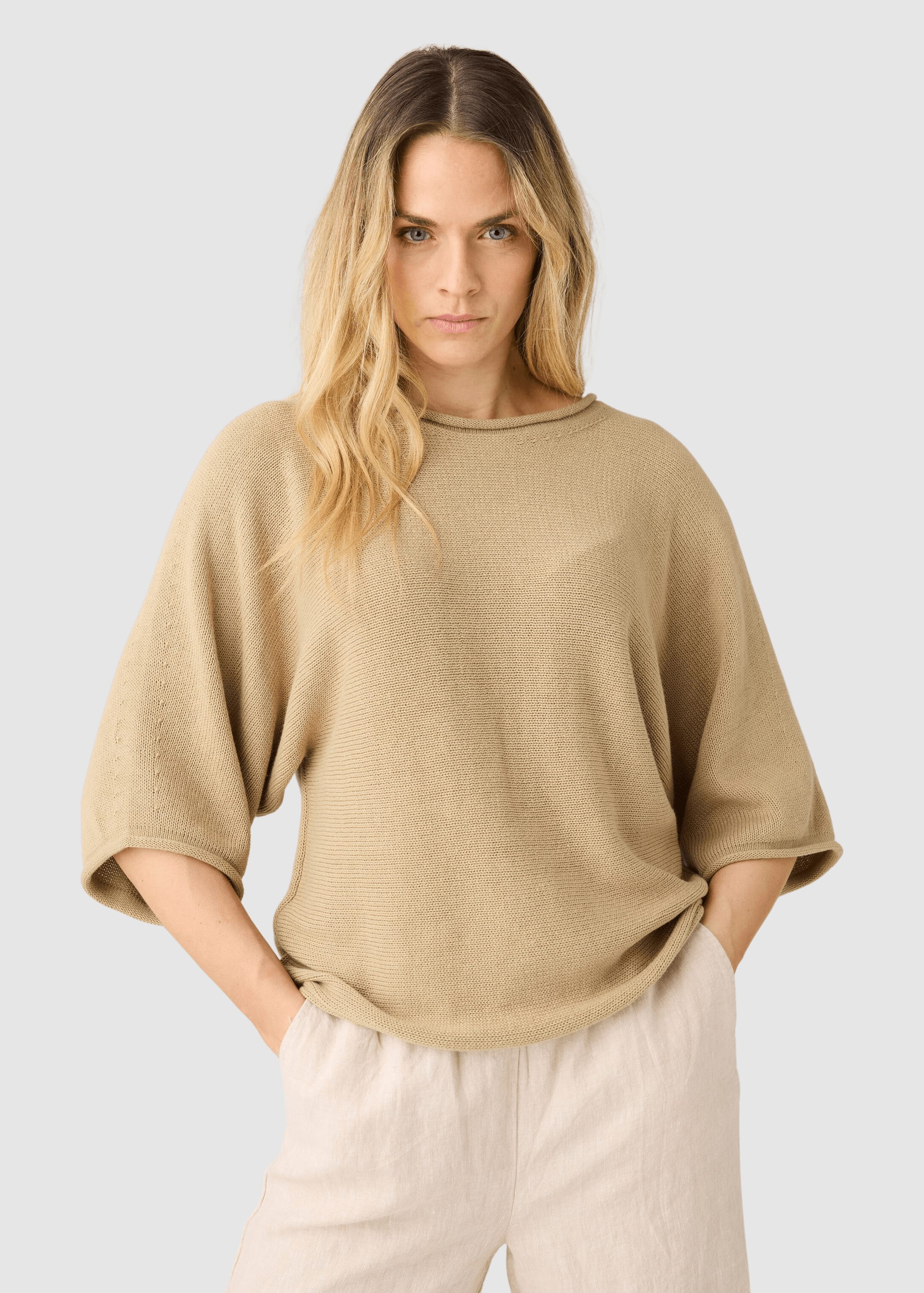 Bat Sleeve Knit Twill