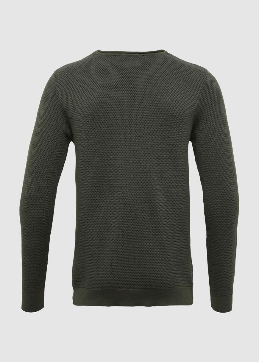 Two Toned Round Neck Knit Forrest Night