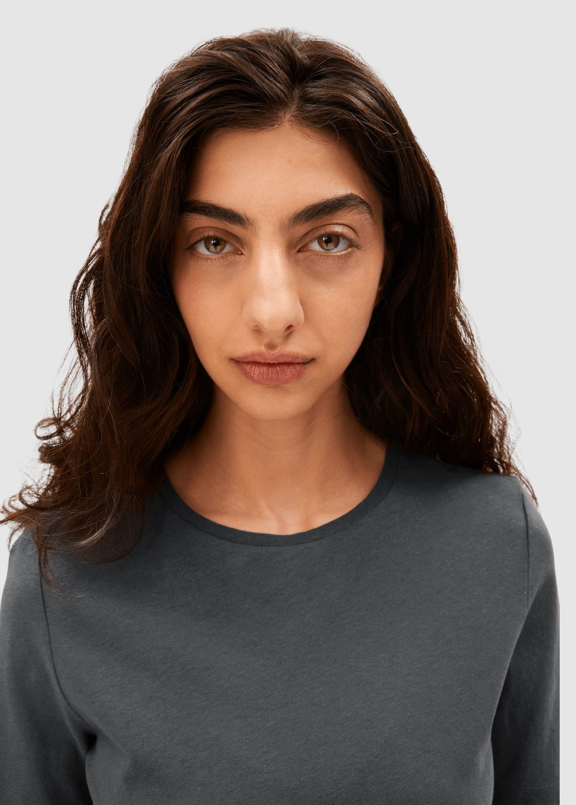 Lualaa Linen Blend T-Shirt Space Steel Lualaa Linen Blend T-Shirt Space Steel