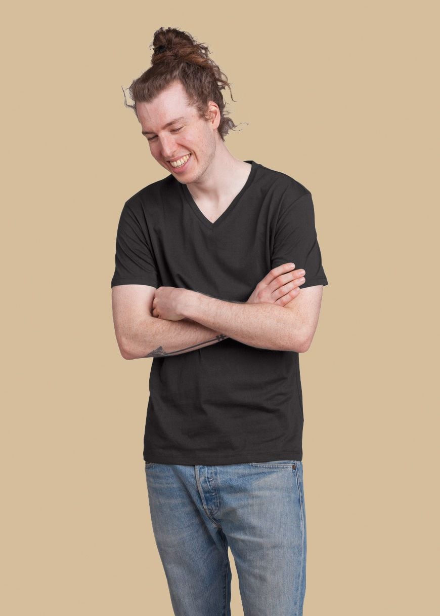 GXB-STTM562-BLACK-02.jpg V-Neck T-Shirt Man Black