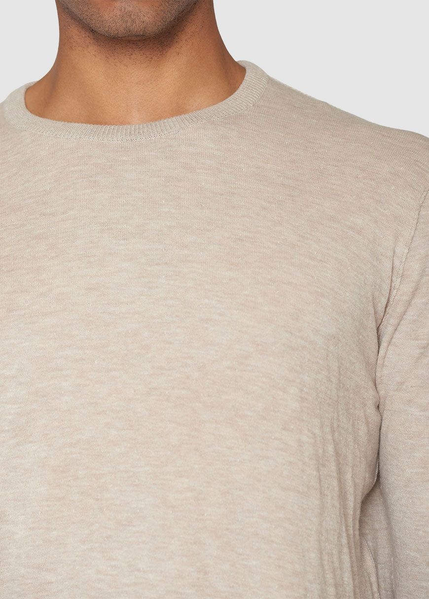 Regular Double Layer Cotton Mix Rolledge Crew Neck Knit Regular Double Layer Cotton Mix Rolledge Crew Neck Knit