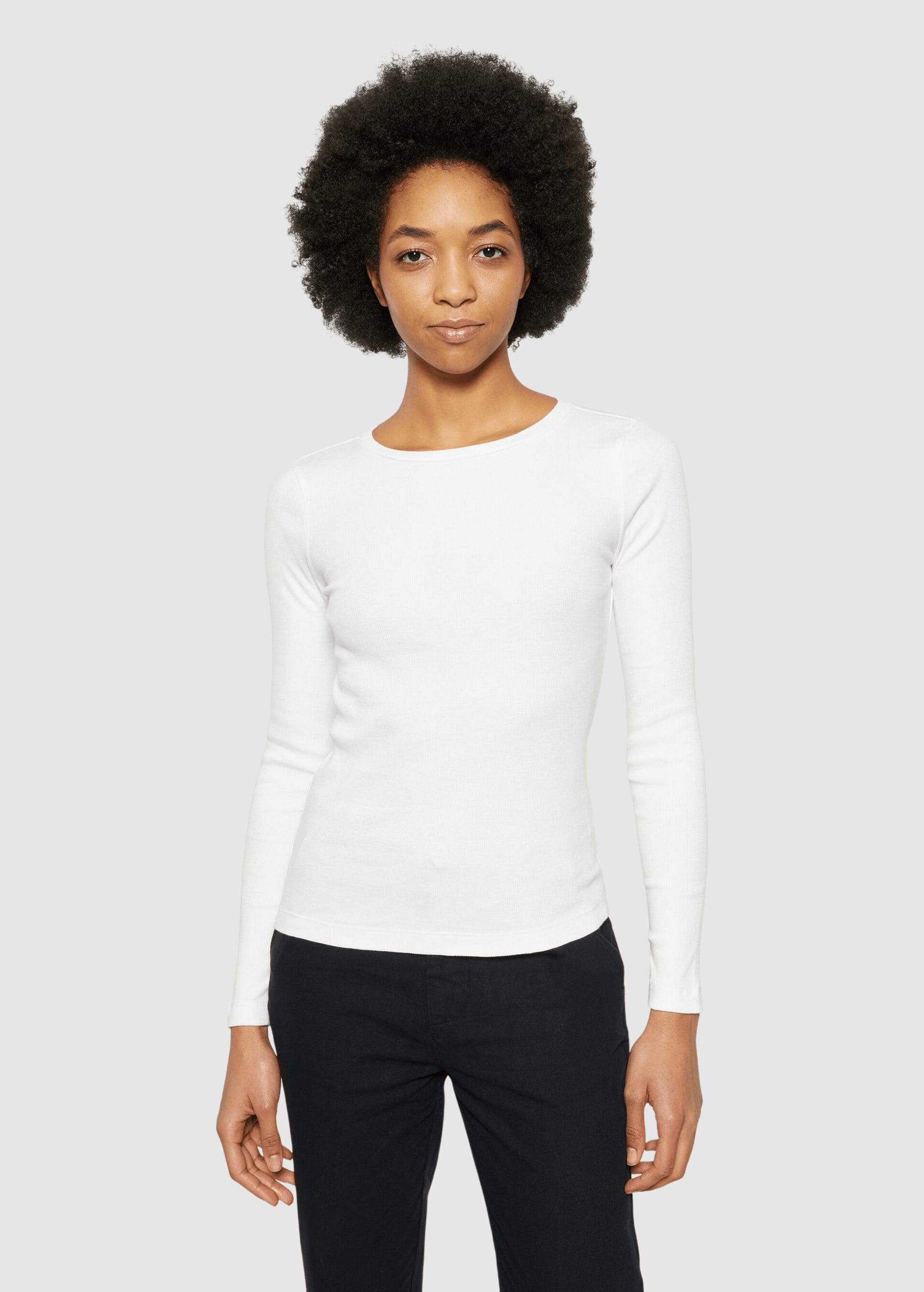 knowledge-cotton-apparel-rib-long-sleeve-t-shirt-star-white-1.jpeg Rib Long Sleeve T-Shirt Star White