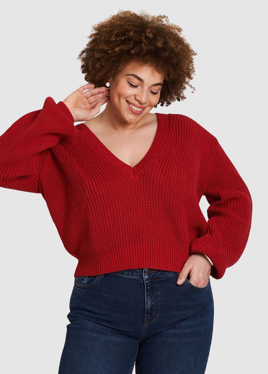 Strickpulli mit V-Ausschnitt Strickpulli mit V-Ausschnitt