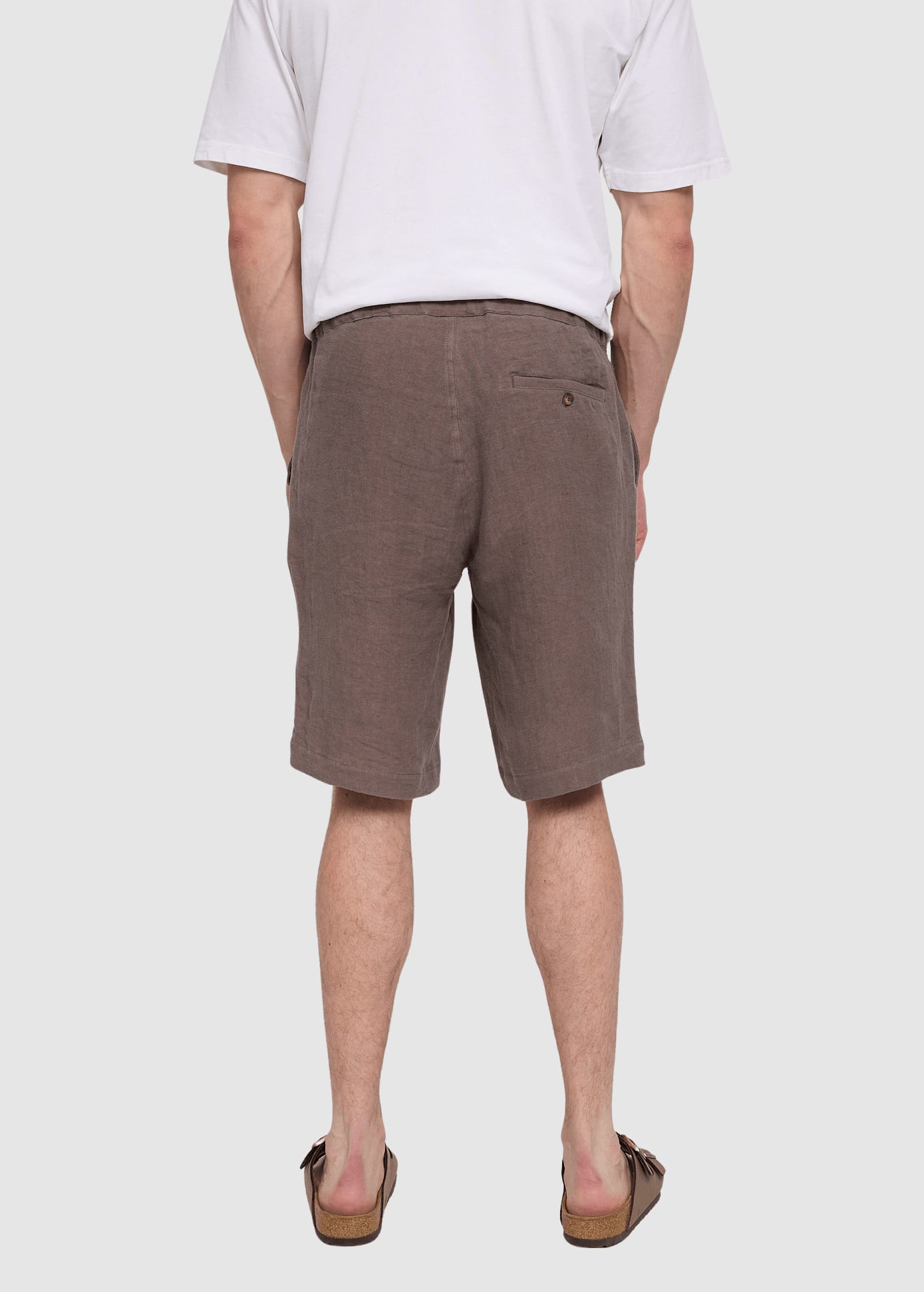 Regular Linen Shorts Grey Brown Regular Linen Shorts Grey Brown