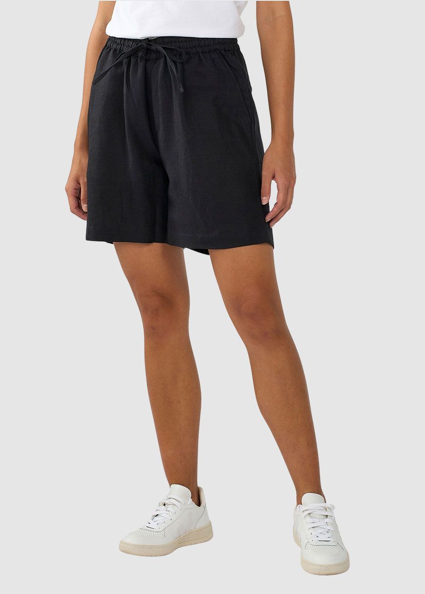 Linen Mix Elastic Waist Shorts