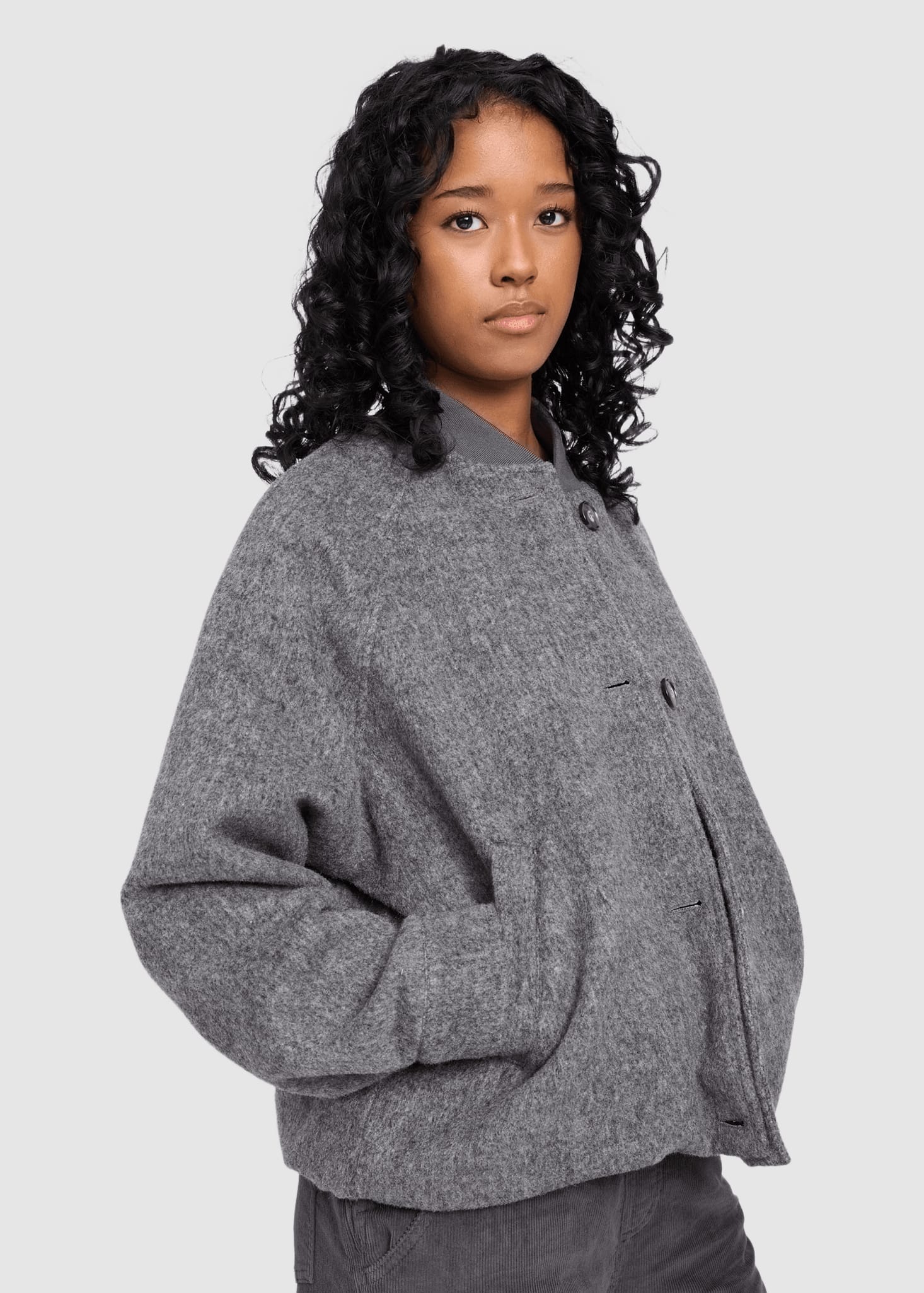 Vegan Wool Bomber Anthracite Melange